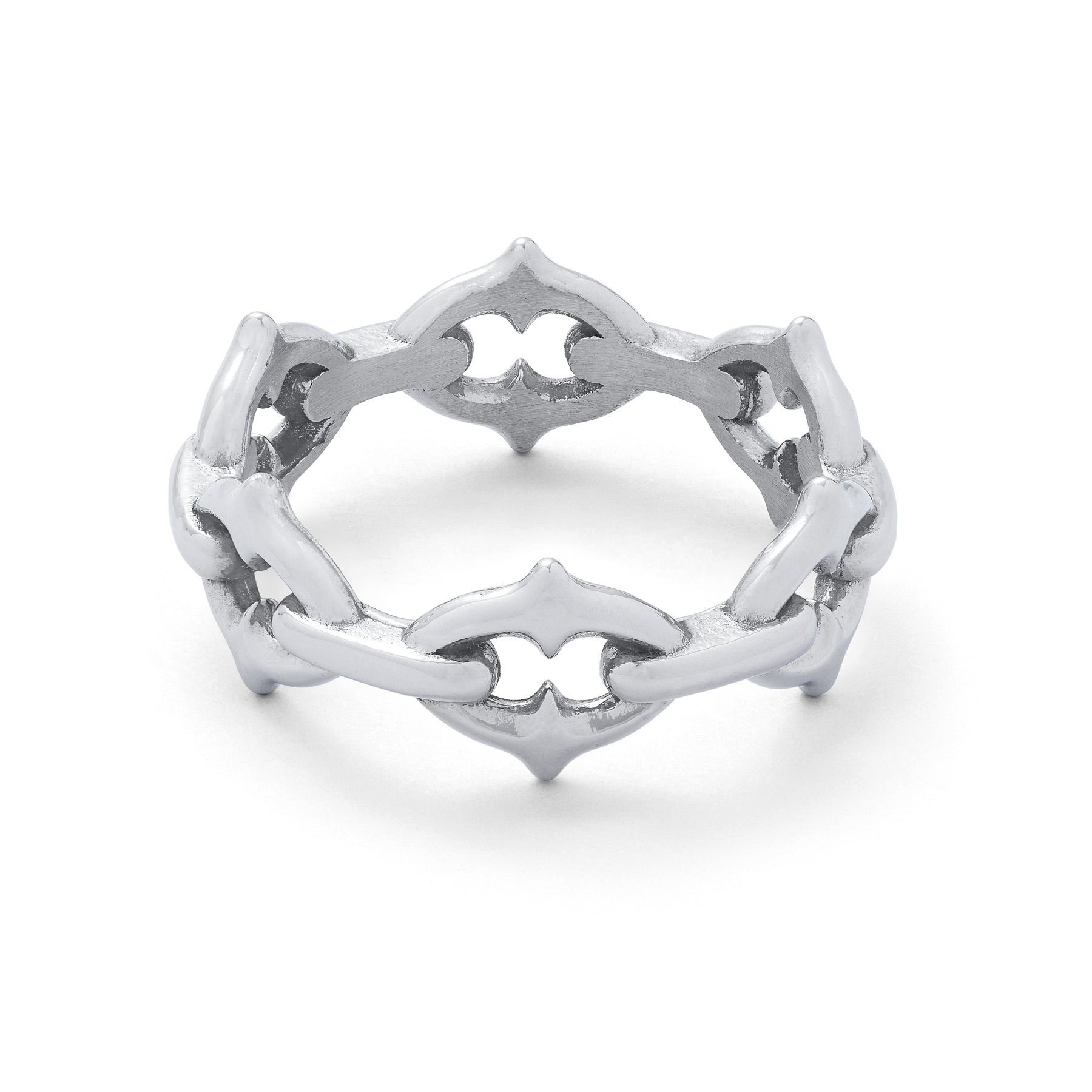 Unisex spiked chain ring in stainless steel
