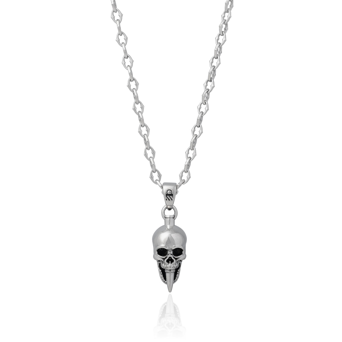 skull pendant on spiked chain by statement collective