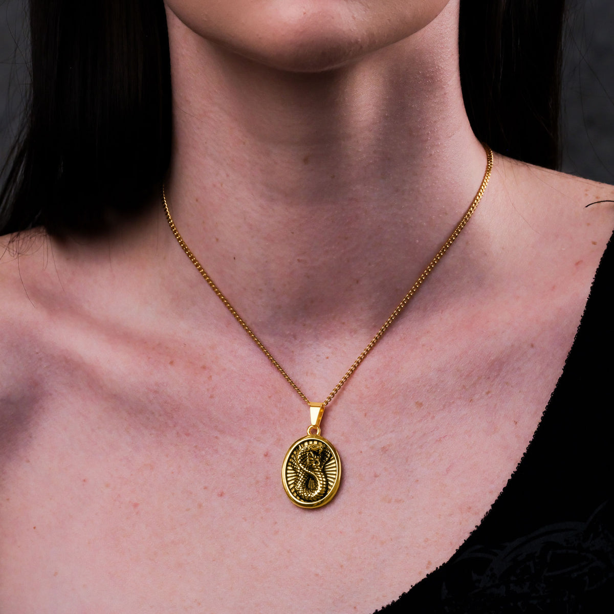 Gold snake pendant chain for women esoteric