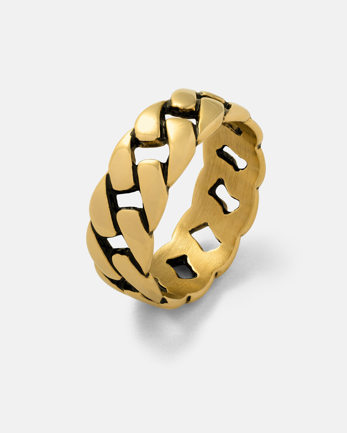 Classic Gold Cuban Link Ring By Statement Collective 18K Gold