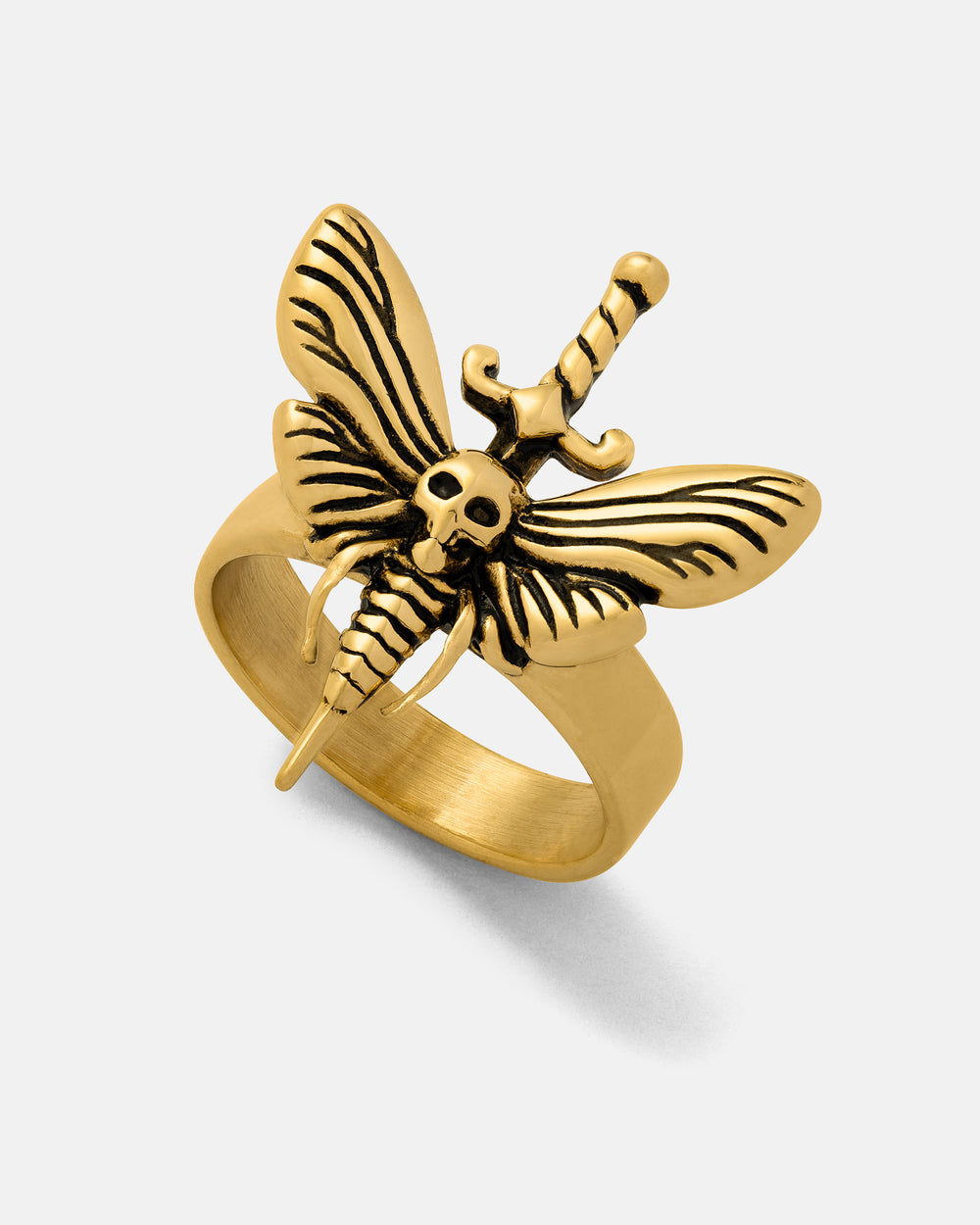 Beautiful Death's Head Moth Ring In 18k Gold by Statement Collective