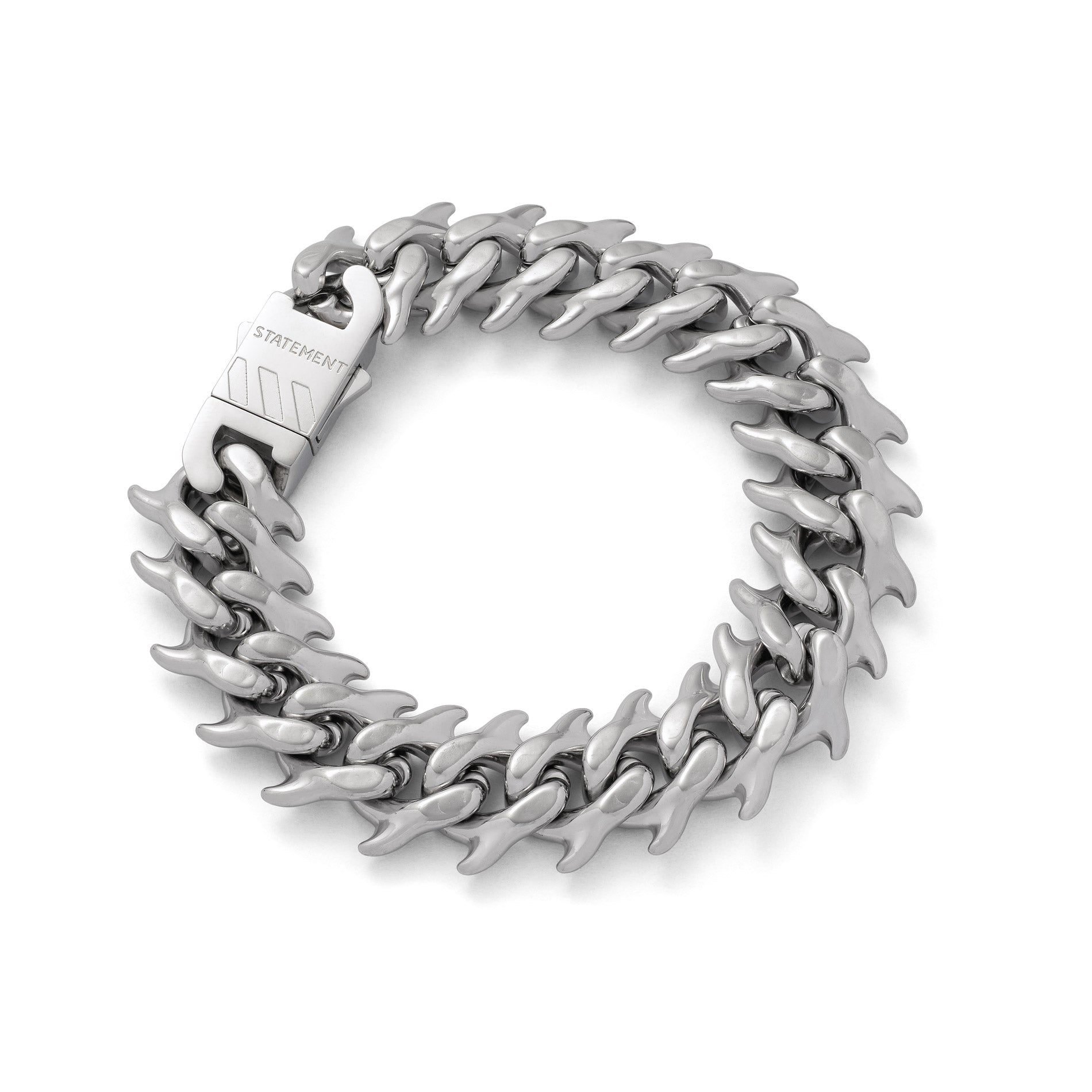 cuban link bracelet with curved spikes on links by statement collective
