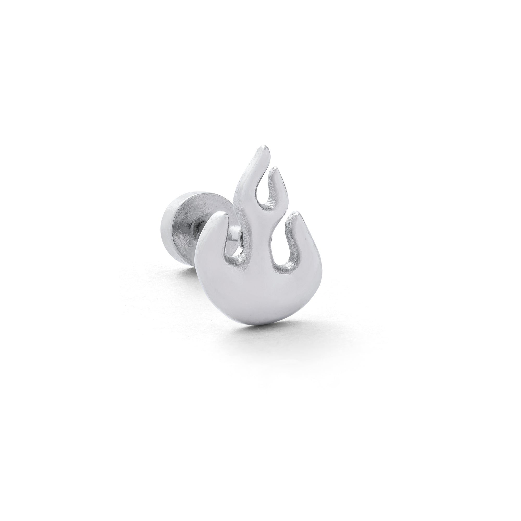 Silver flame stud earring