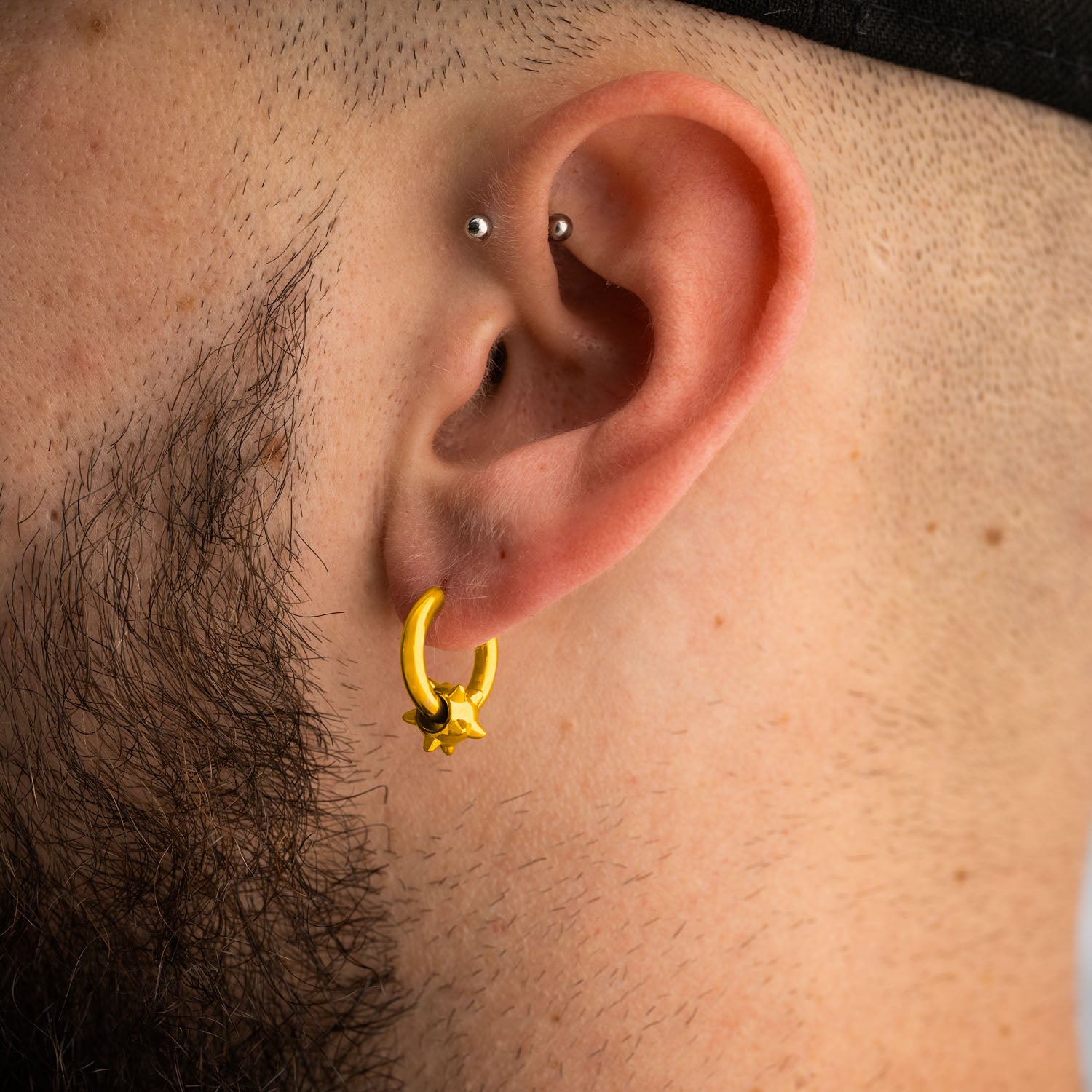 mens earring hoop with spiked ball