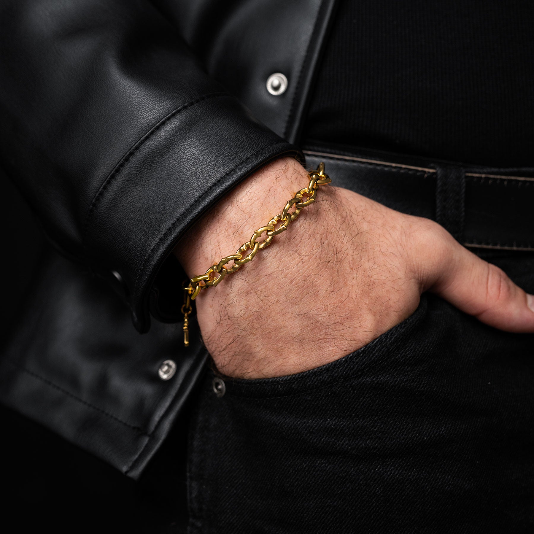 mens gold spiked bracelet by statement collective