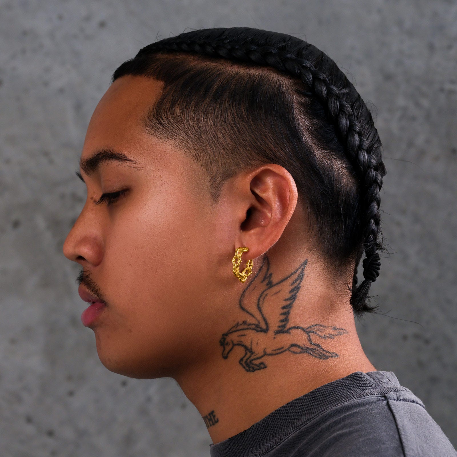 Men's alternative 18k gold plated hoop earrings