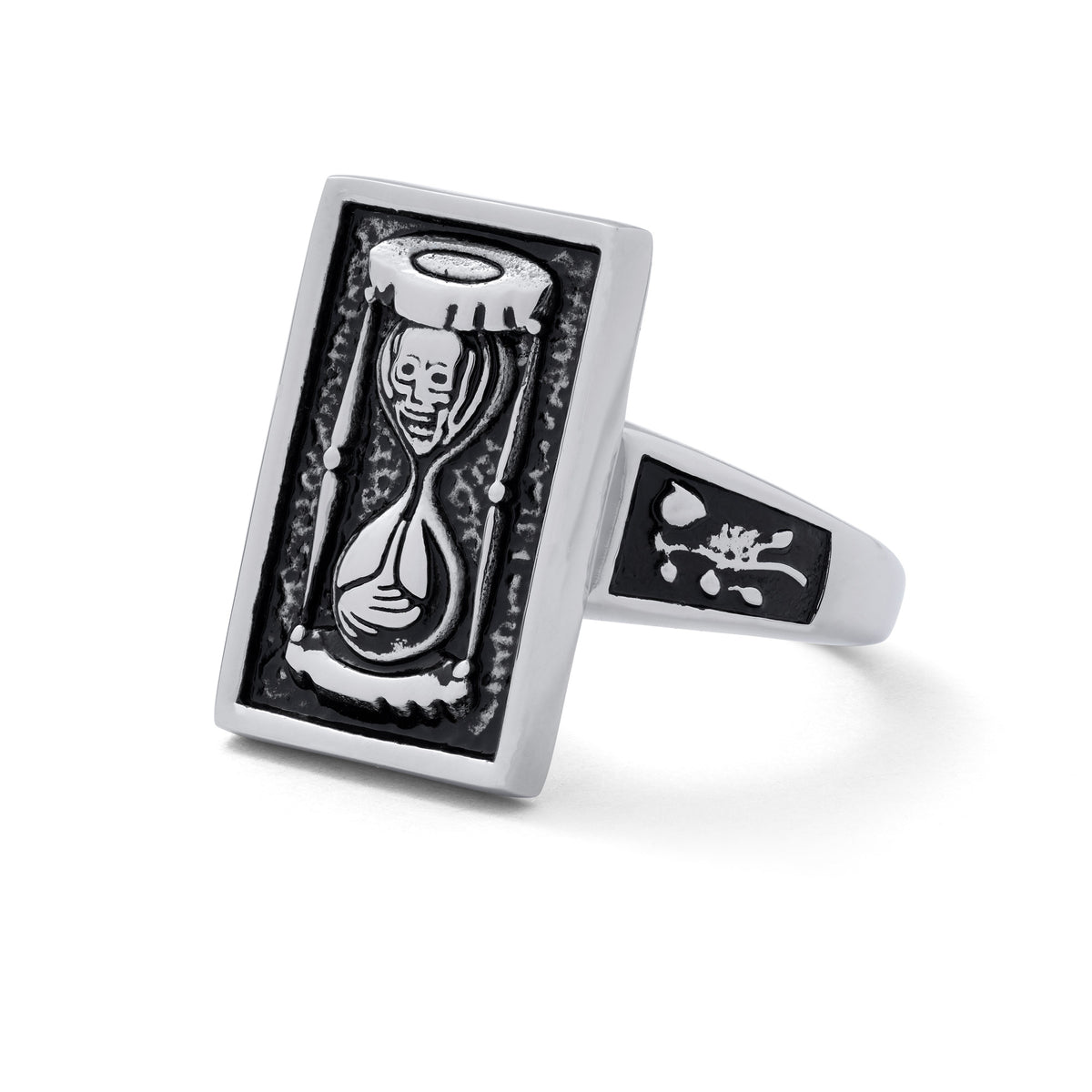 rectangle signet ring with hourglass face by statement