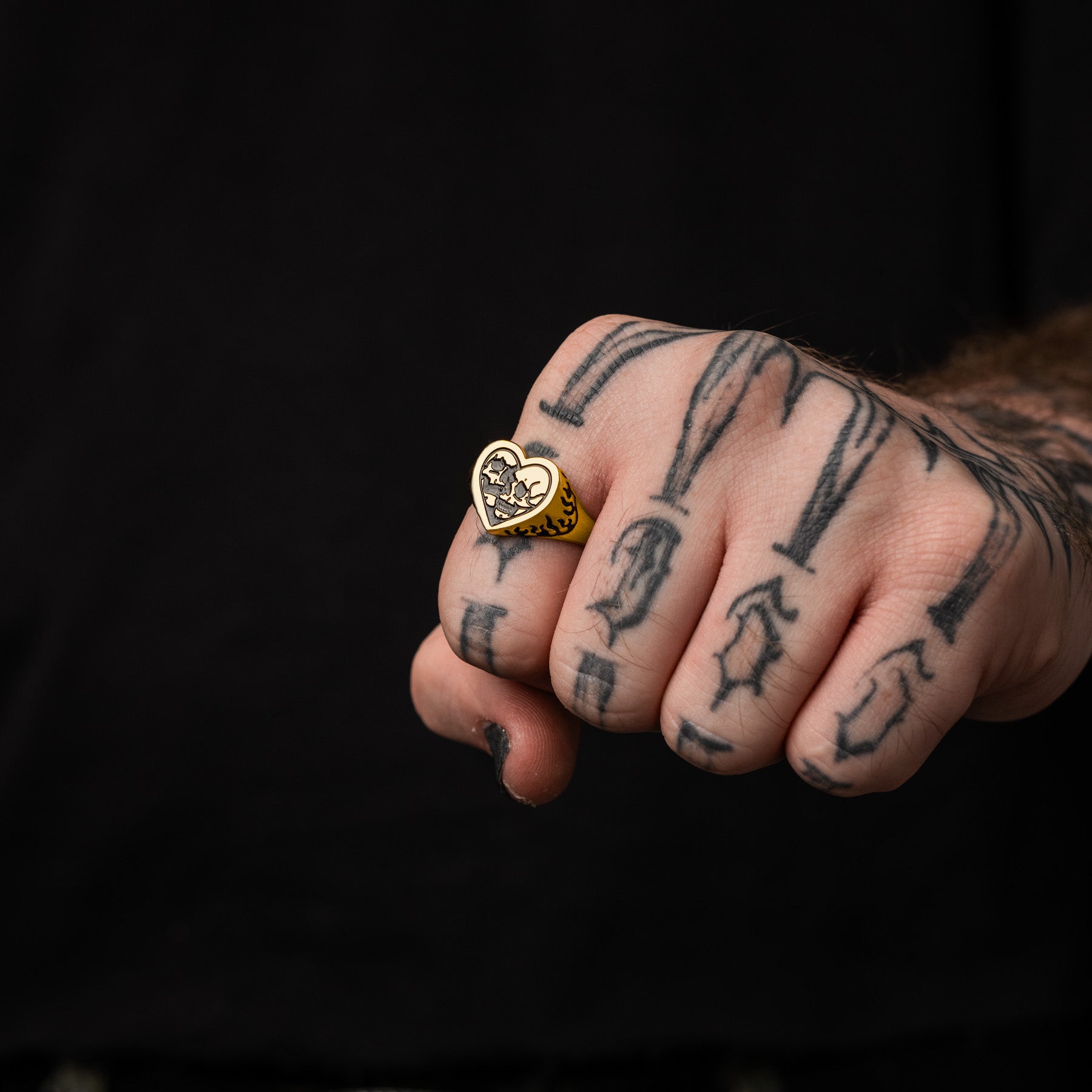 gold mens heart shaped signet ring by statement collective