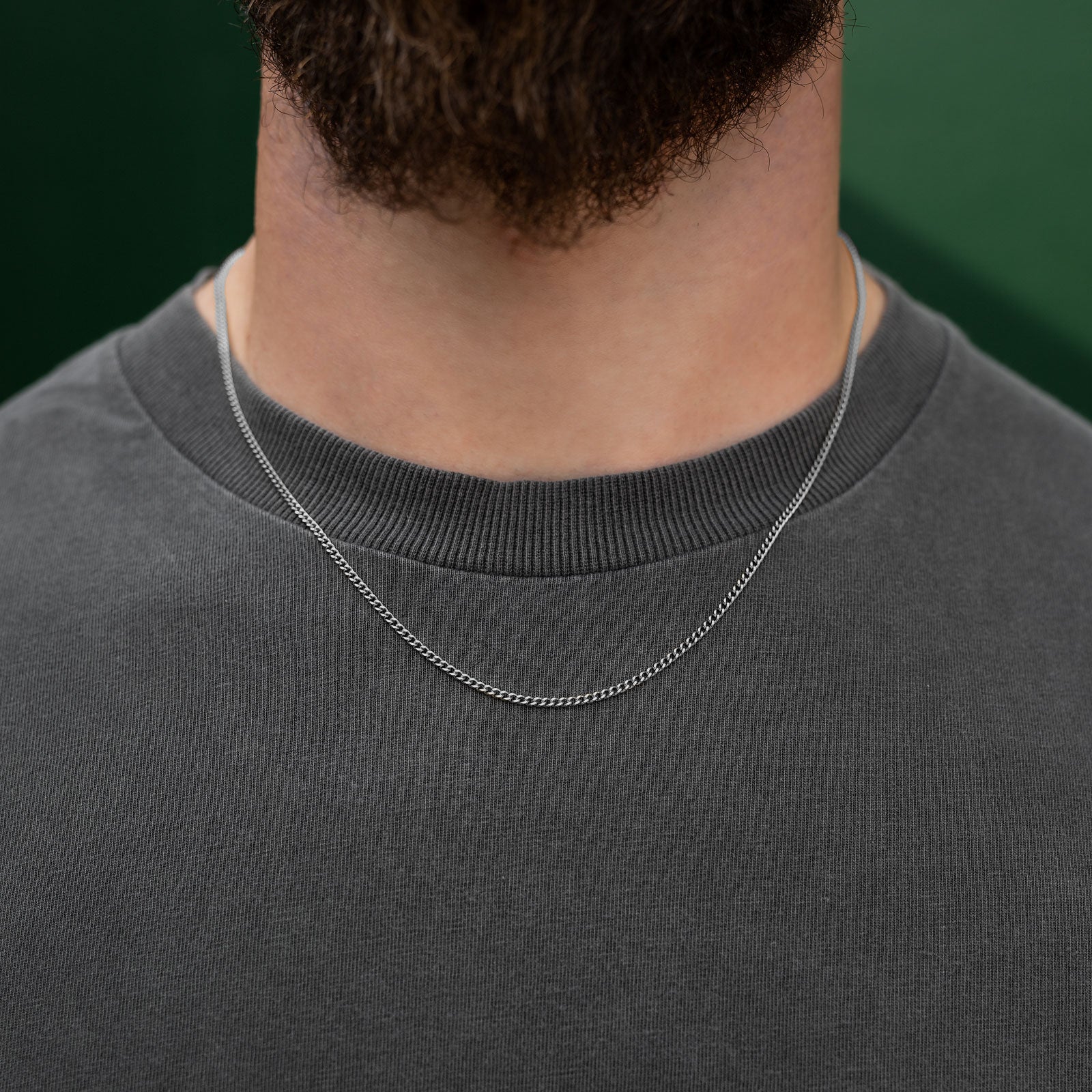 mens silver chain necklace curb link