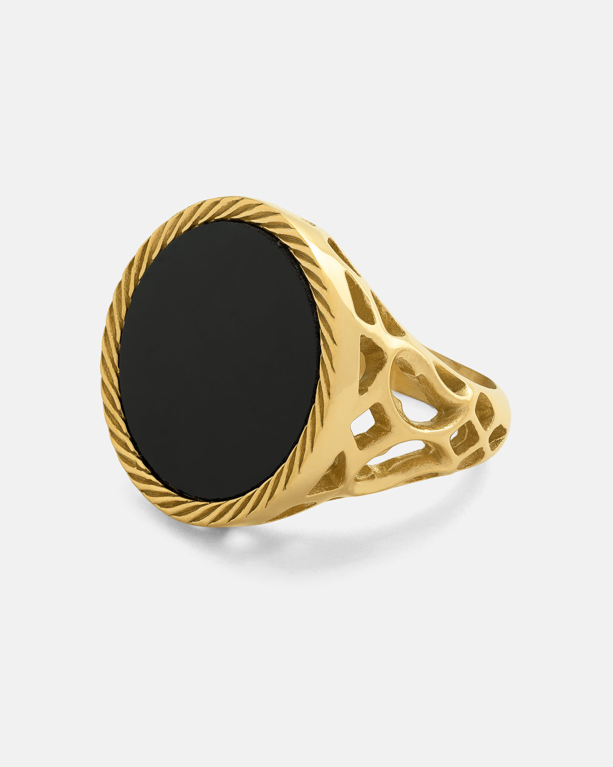 Beautiful Onyx Stone Gold Sovereign Ring By Statement Collective