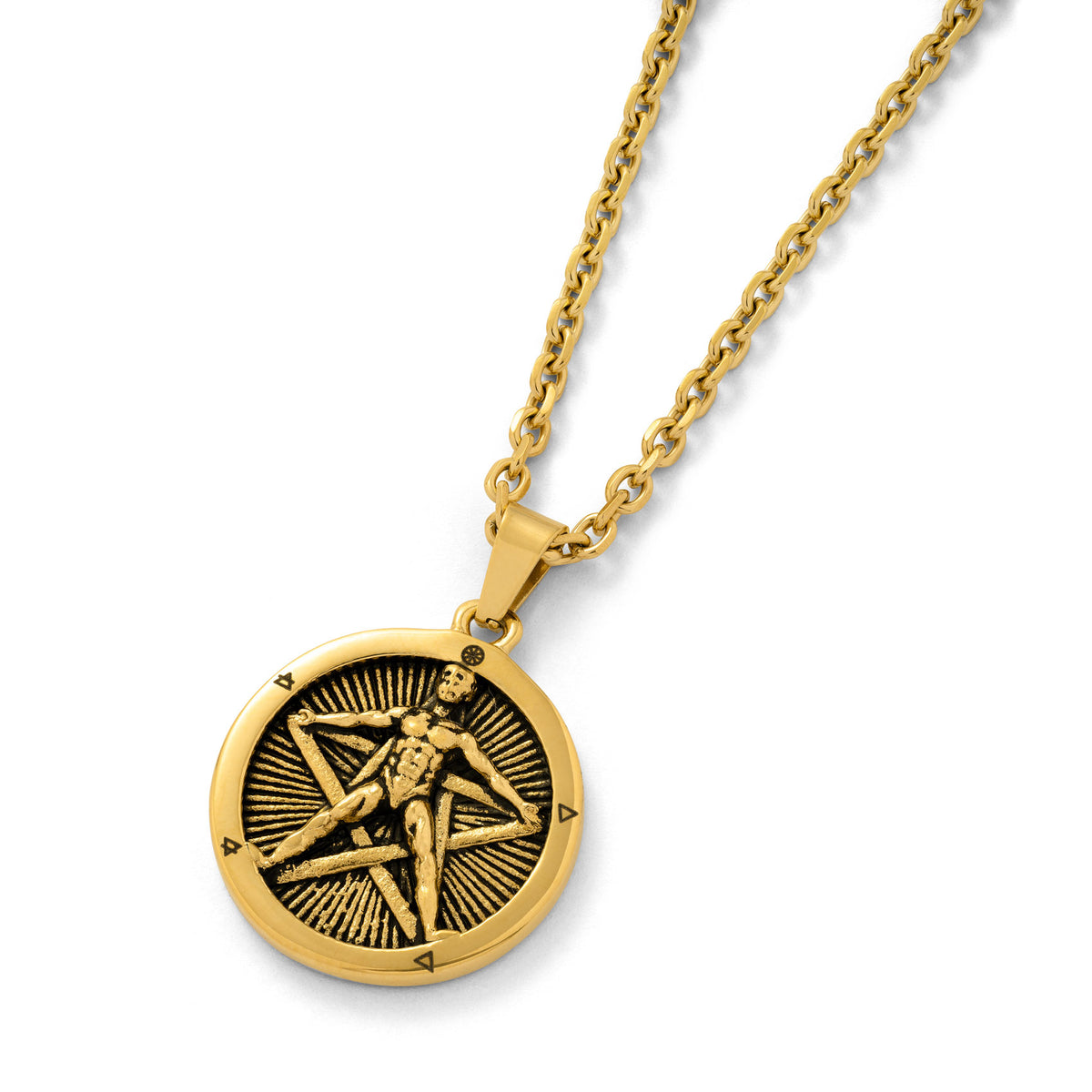 Gold star pentacle man necklace