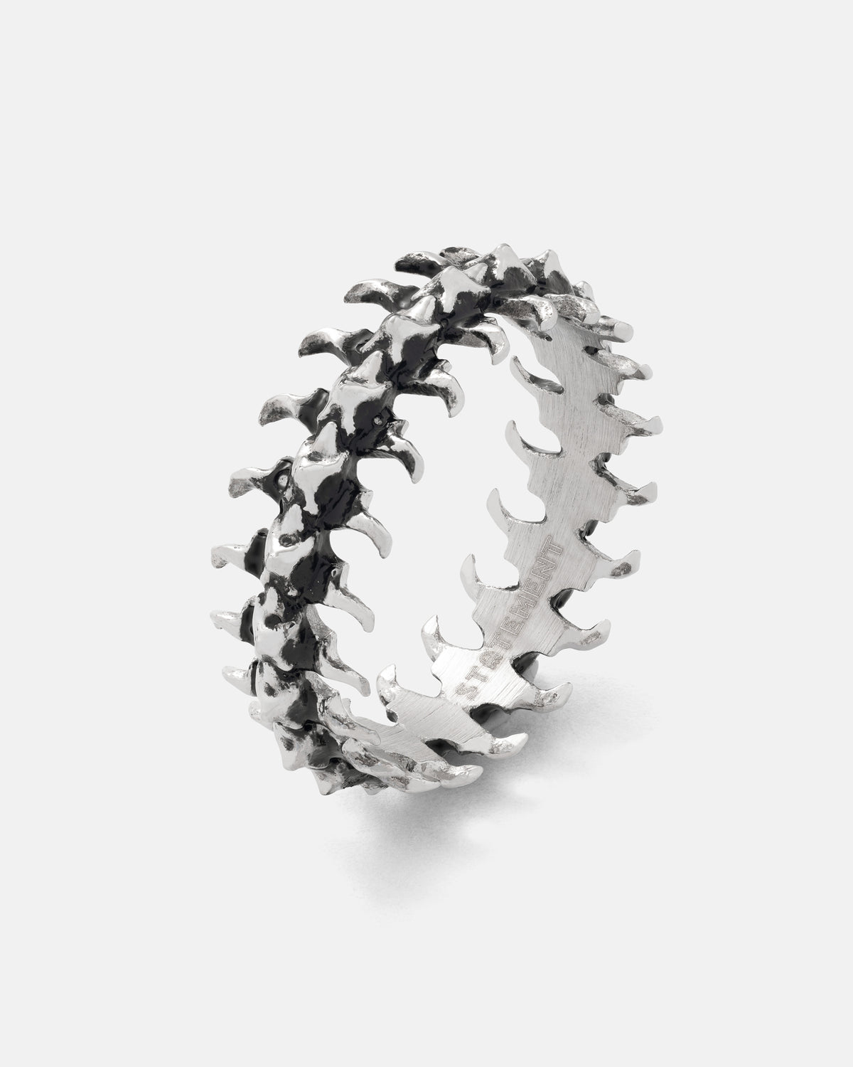 Bonafide Spine Band Ring In Stainless Steel By Statement Collective