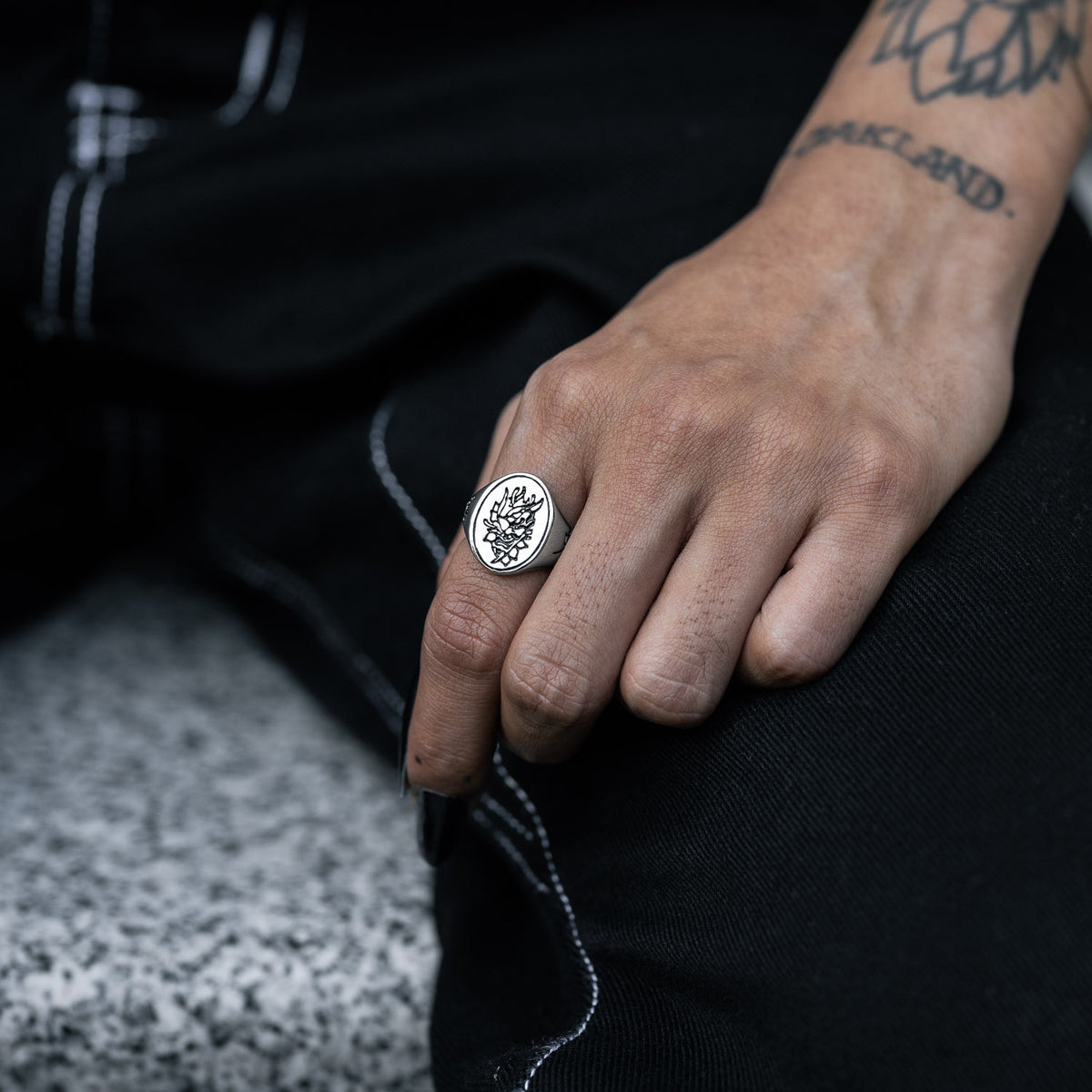 Peony Oni Japanese Mask Ring By Statement Collective