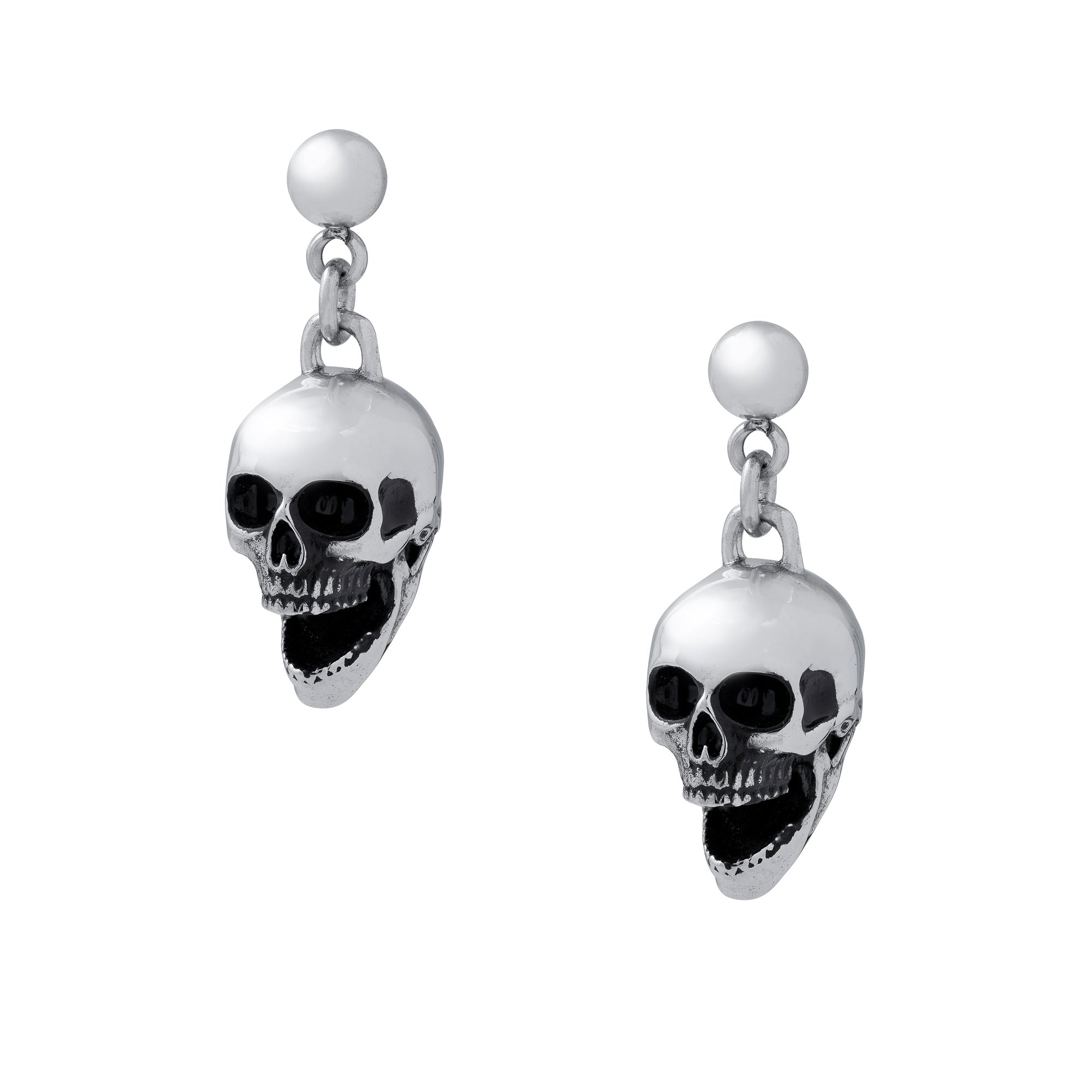 Pirate skull silver stud earrings