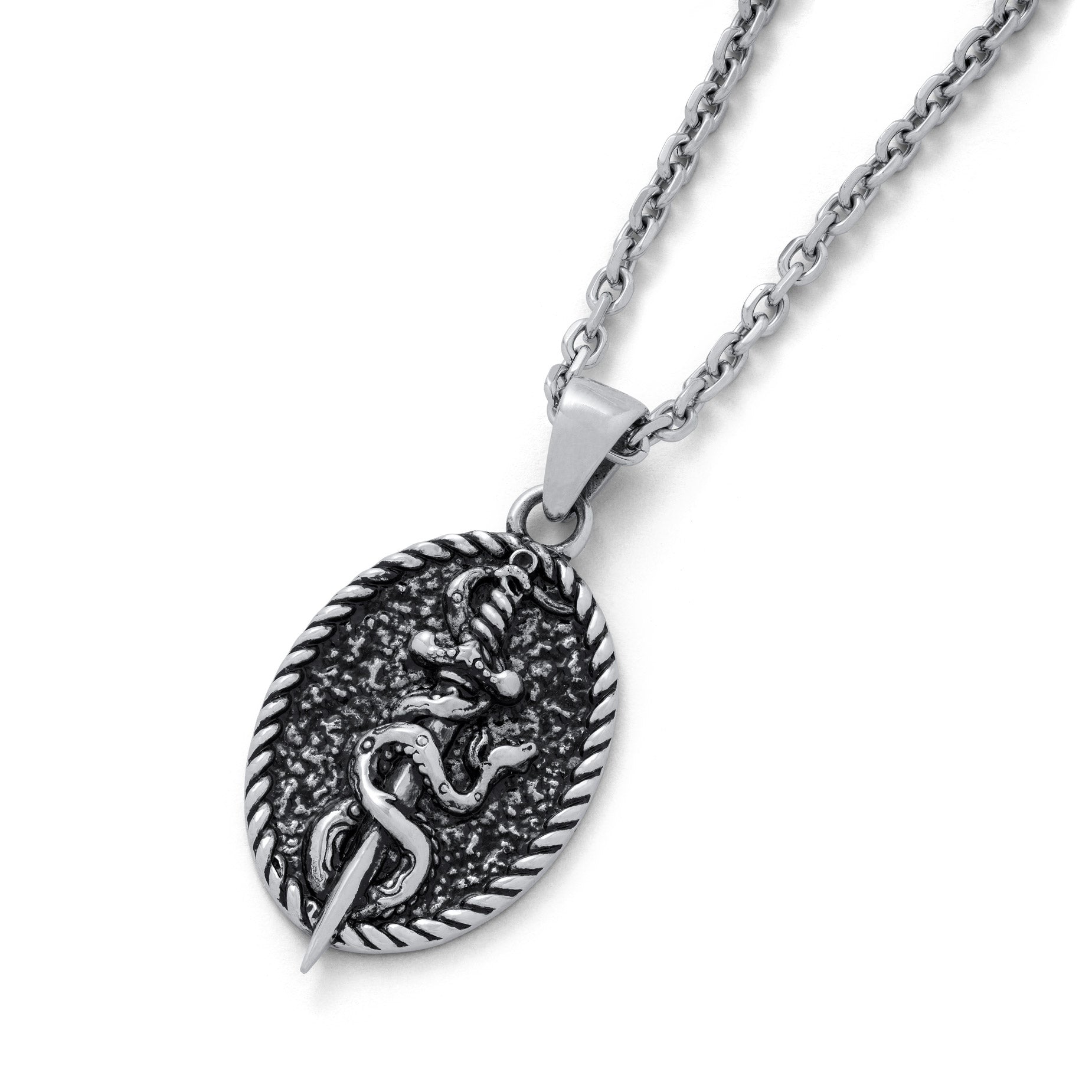 snake and dagger necklace pendant by statement collective