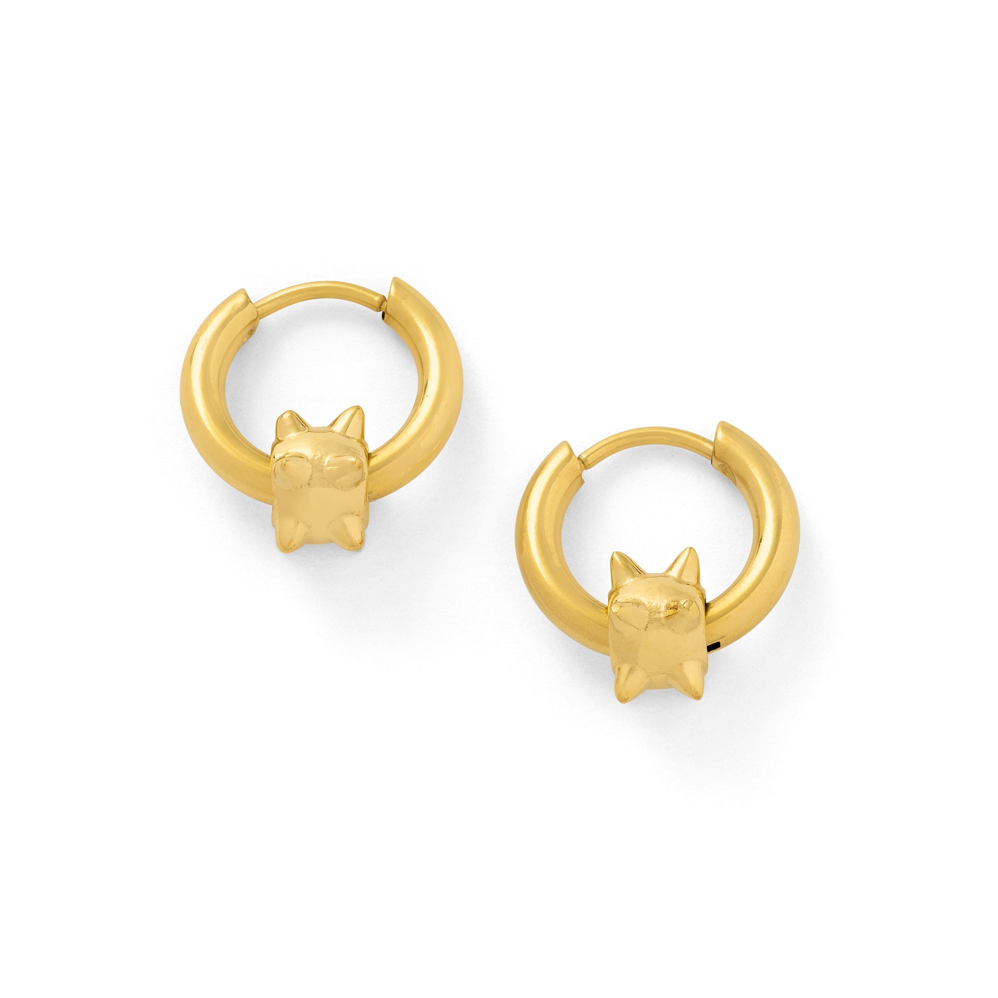 Gothic spiked ball earrings unisex 18k gold
