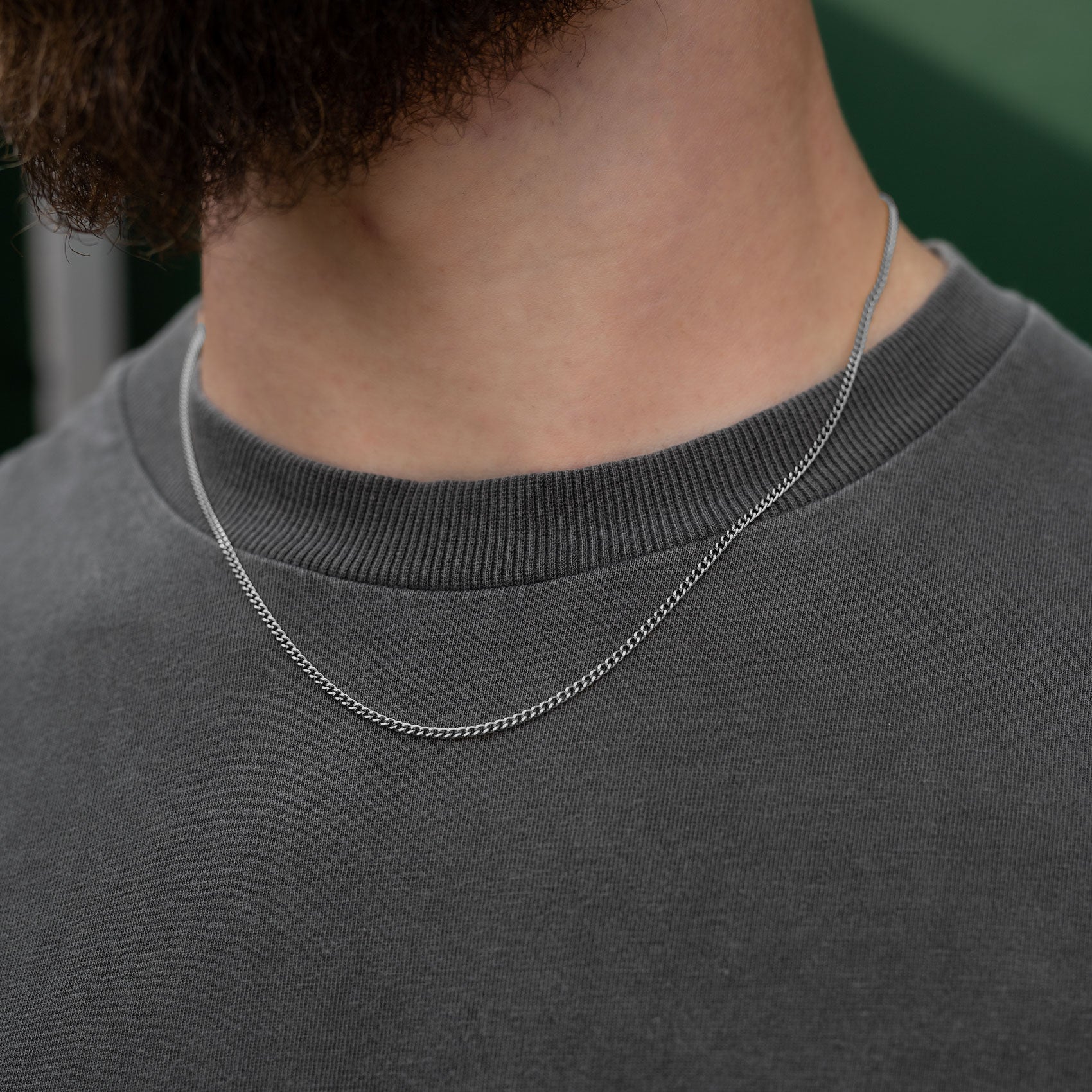 curb link necklace chain mens silver