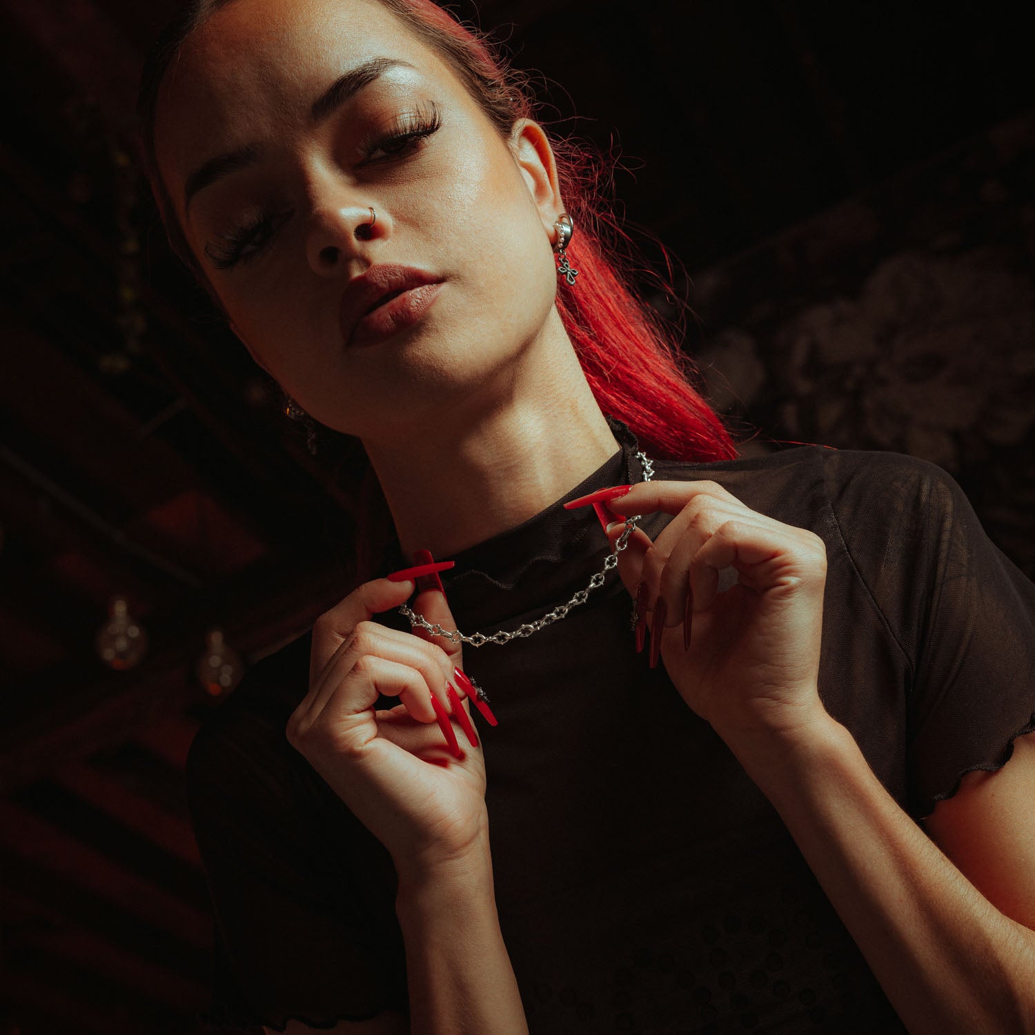 6mm spiked chain in sterling silver on female model 
