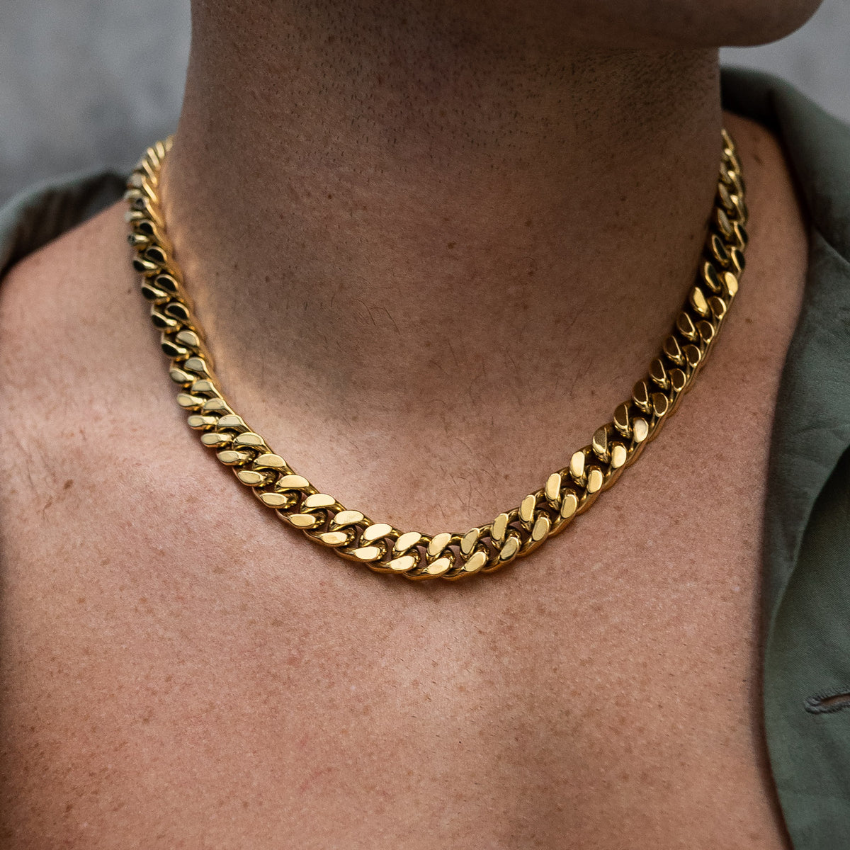 Gold Cuban Necklace on male model