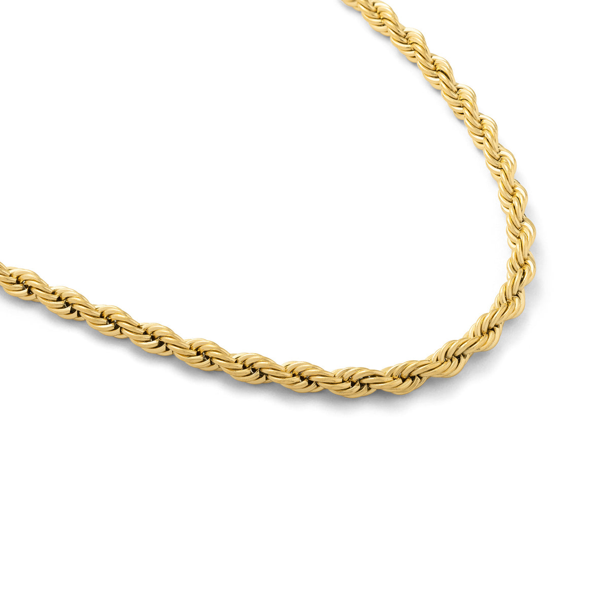 rope chain in gold on white background by statement