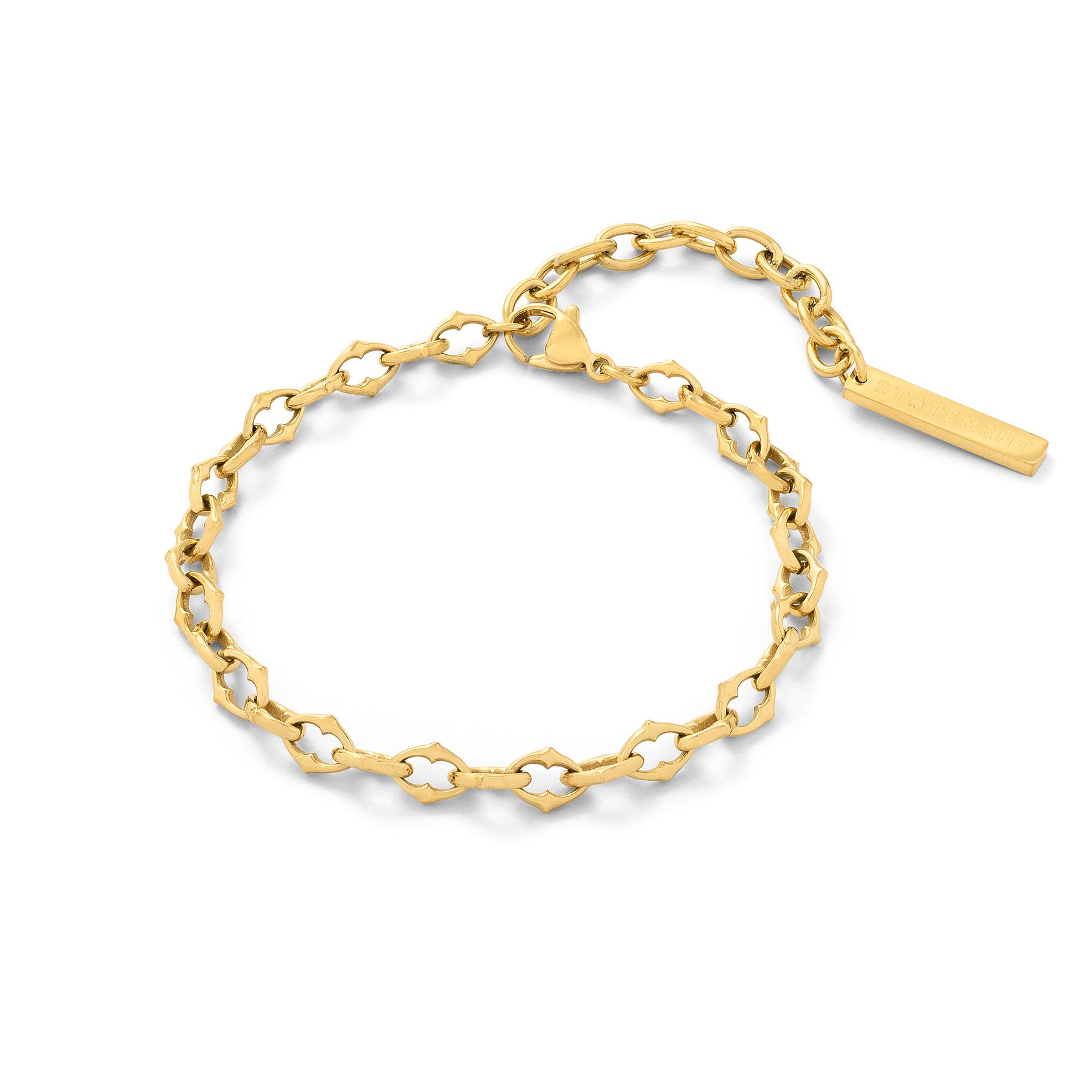 Gold spiked chain bracelet on white