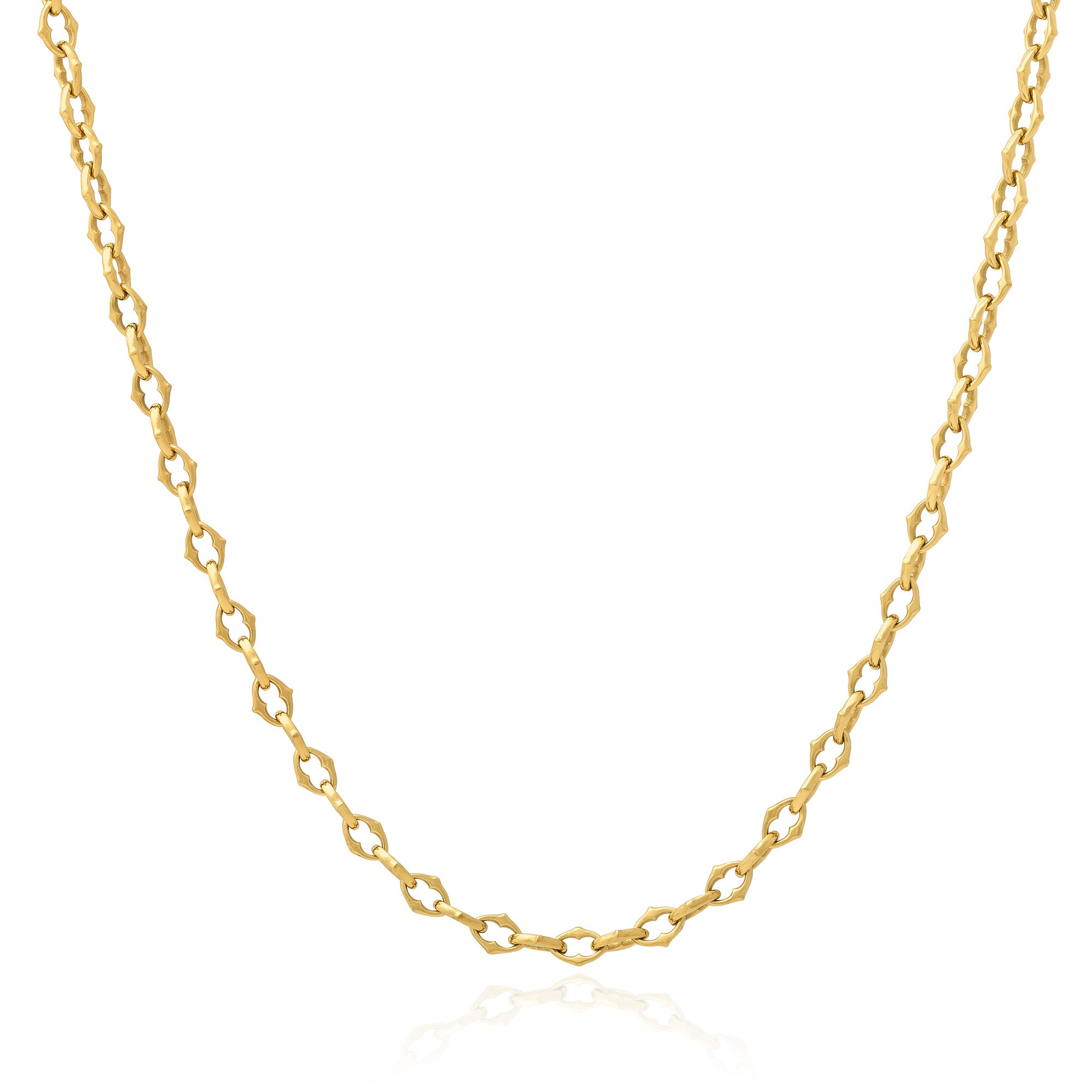 Gold spiked Link necklace on white