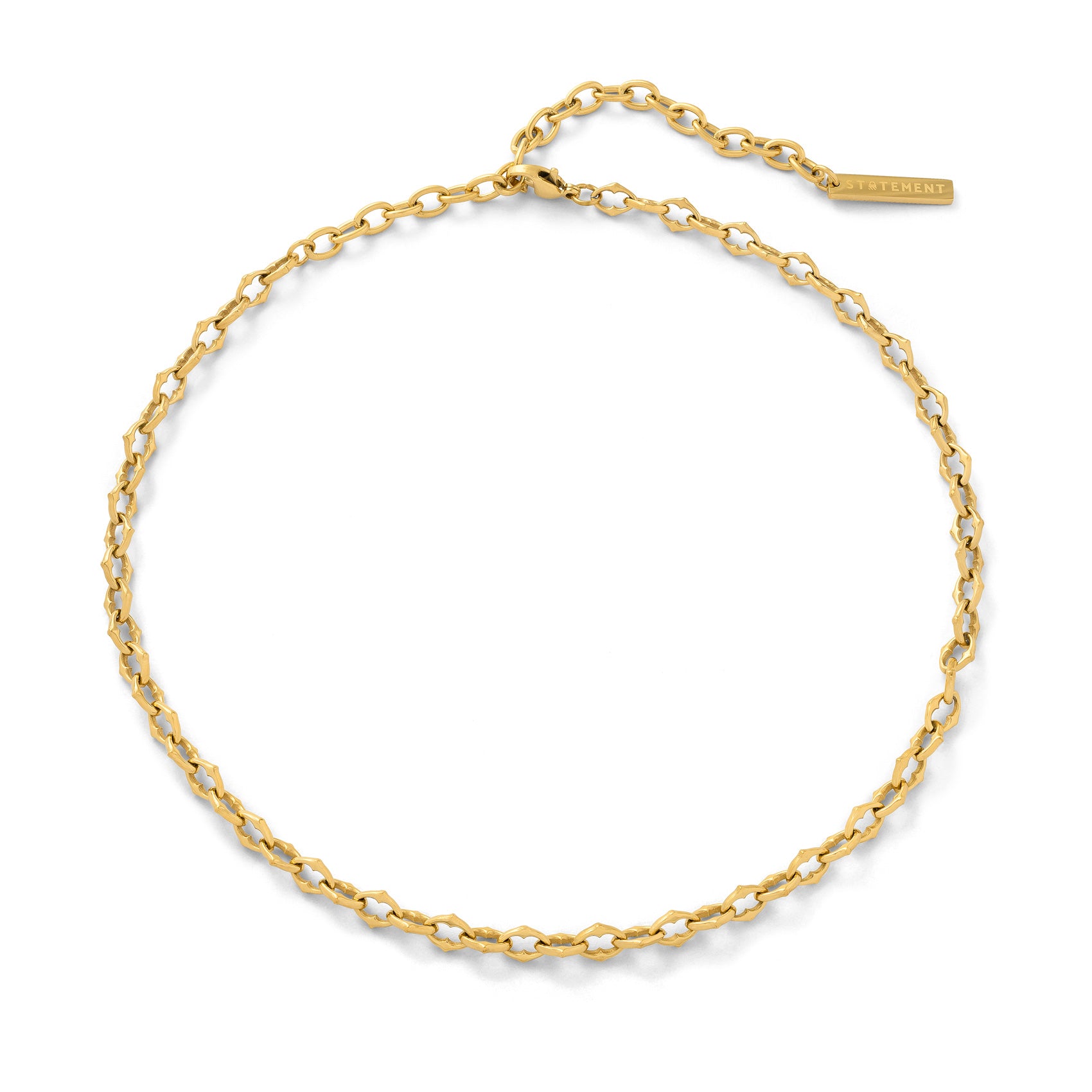 Spiked chain link necklace in gold
