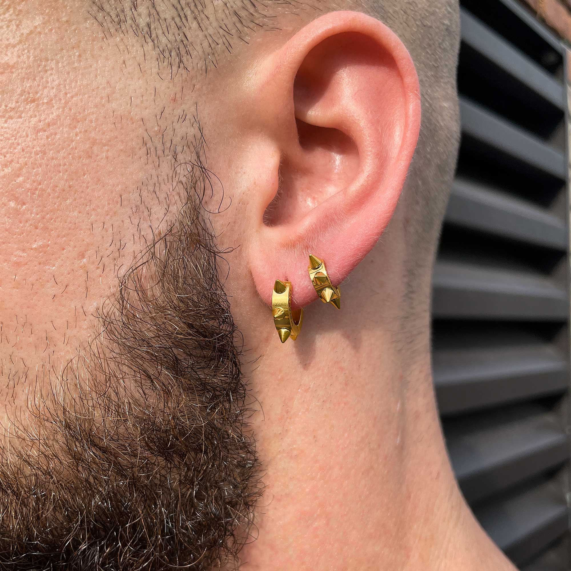Golden spiked Huggy and Hoop earrings 