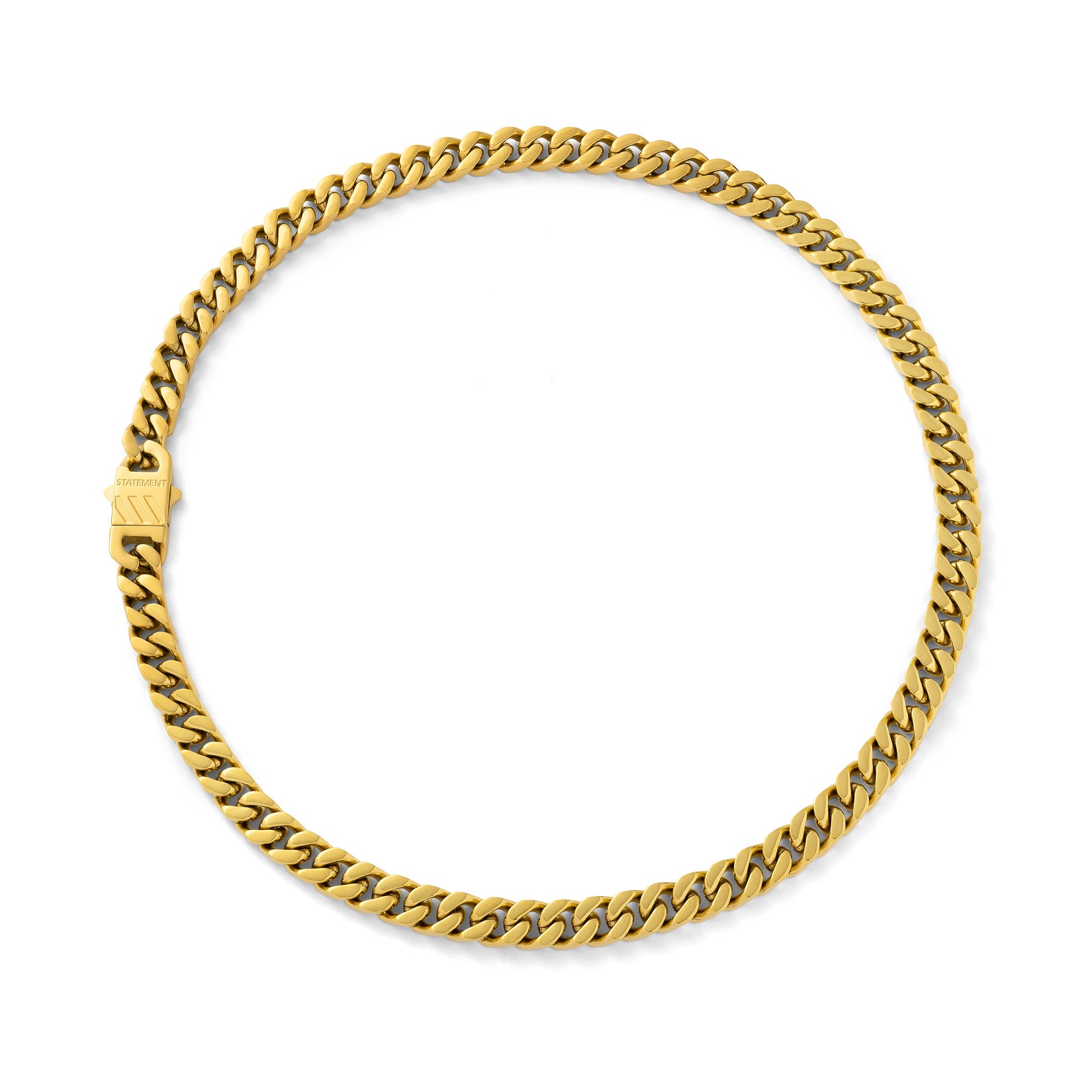 Gold 9mm cuban chain on white background