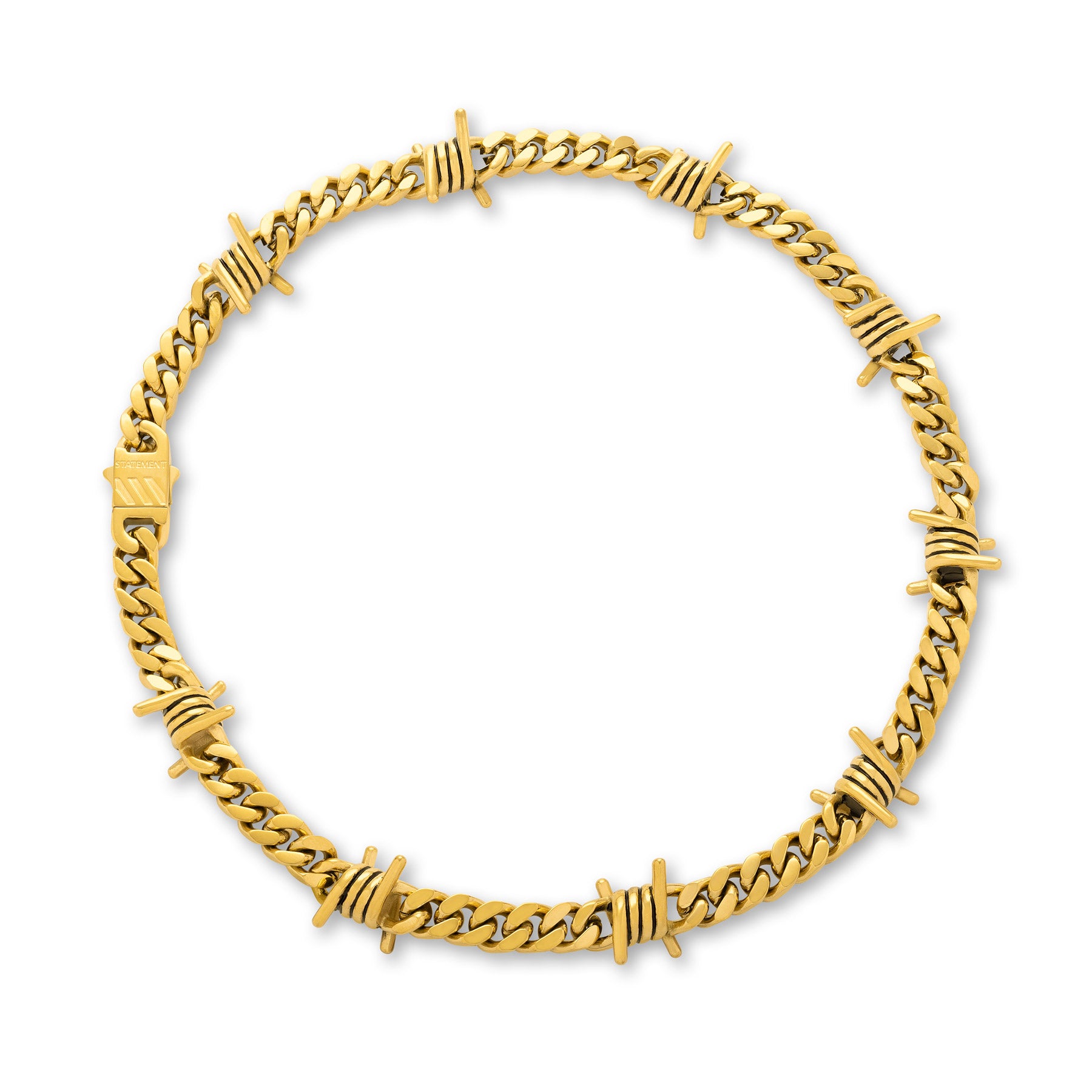 barbed wire necklace chain in 18k gold by statement collective