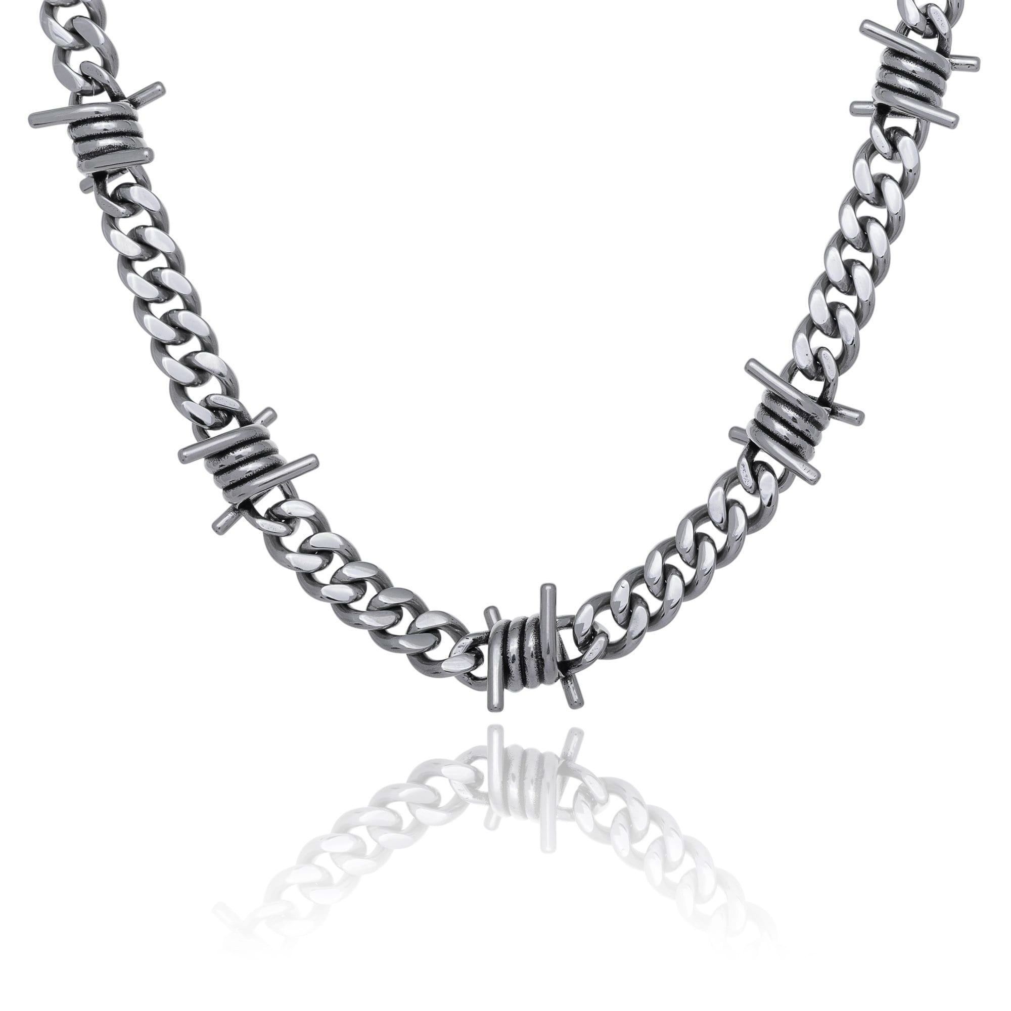 Barbed Wire Necklace Cuban Link Chain By Statement - Statement