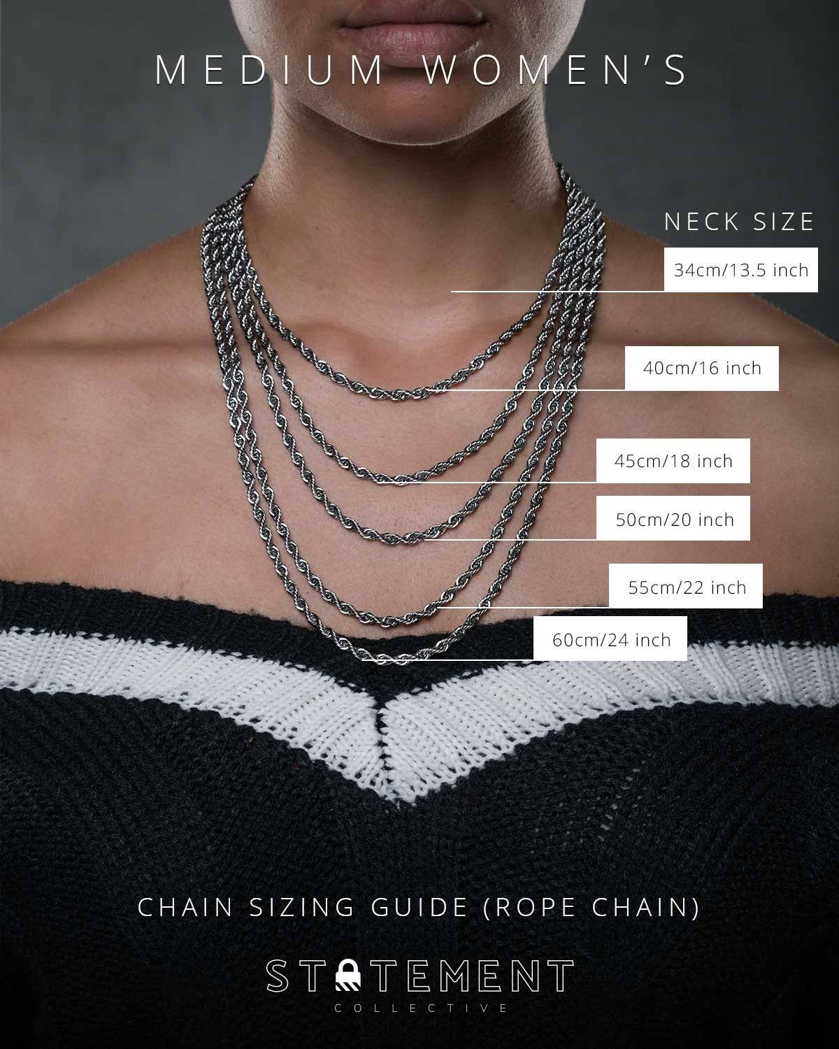 necklace chain length examples on women