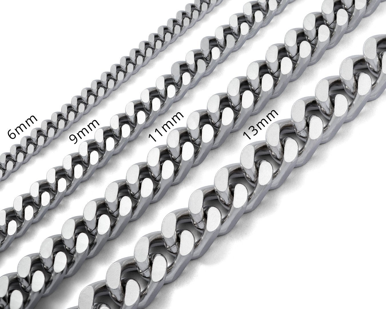11mm Enamel cuban link necklace chain White/Silver