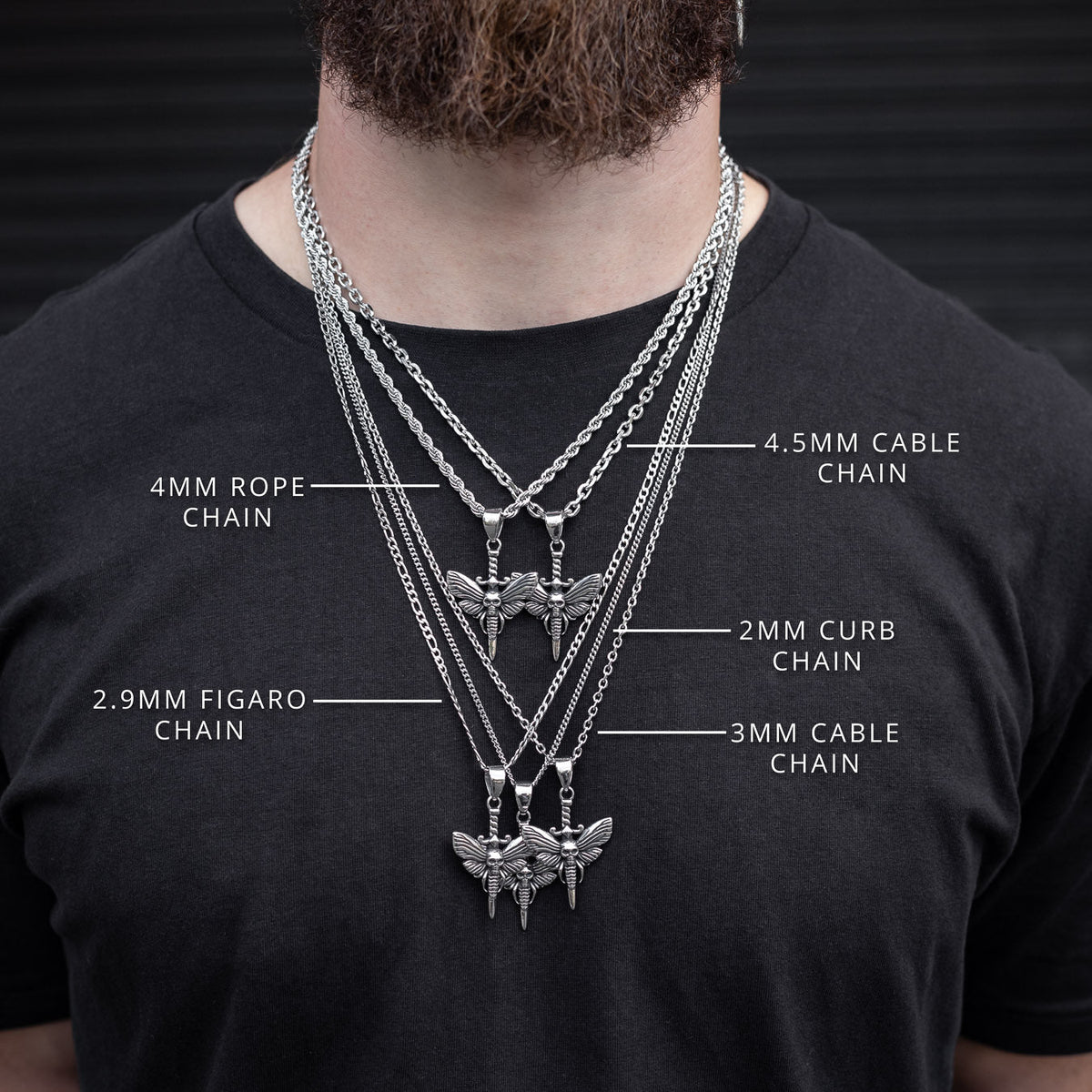Death Moth Necklace Pendant With Various Chain Styles and Lengths