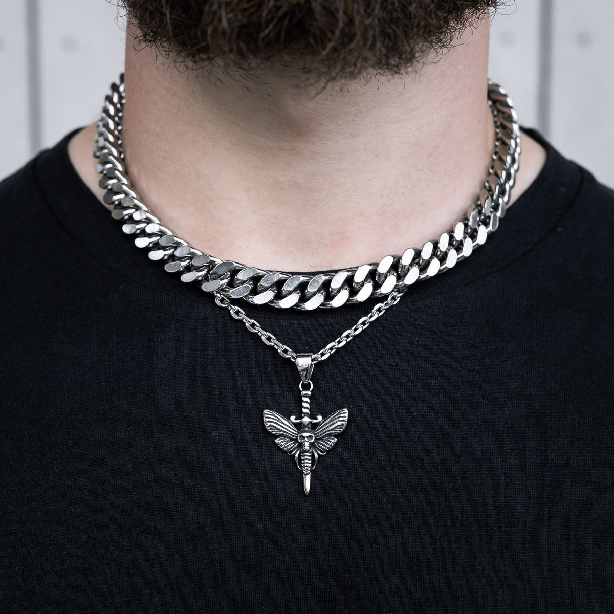 Silver Death Moth Necklace Pendant By Statement Collective