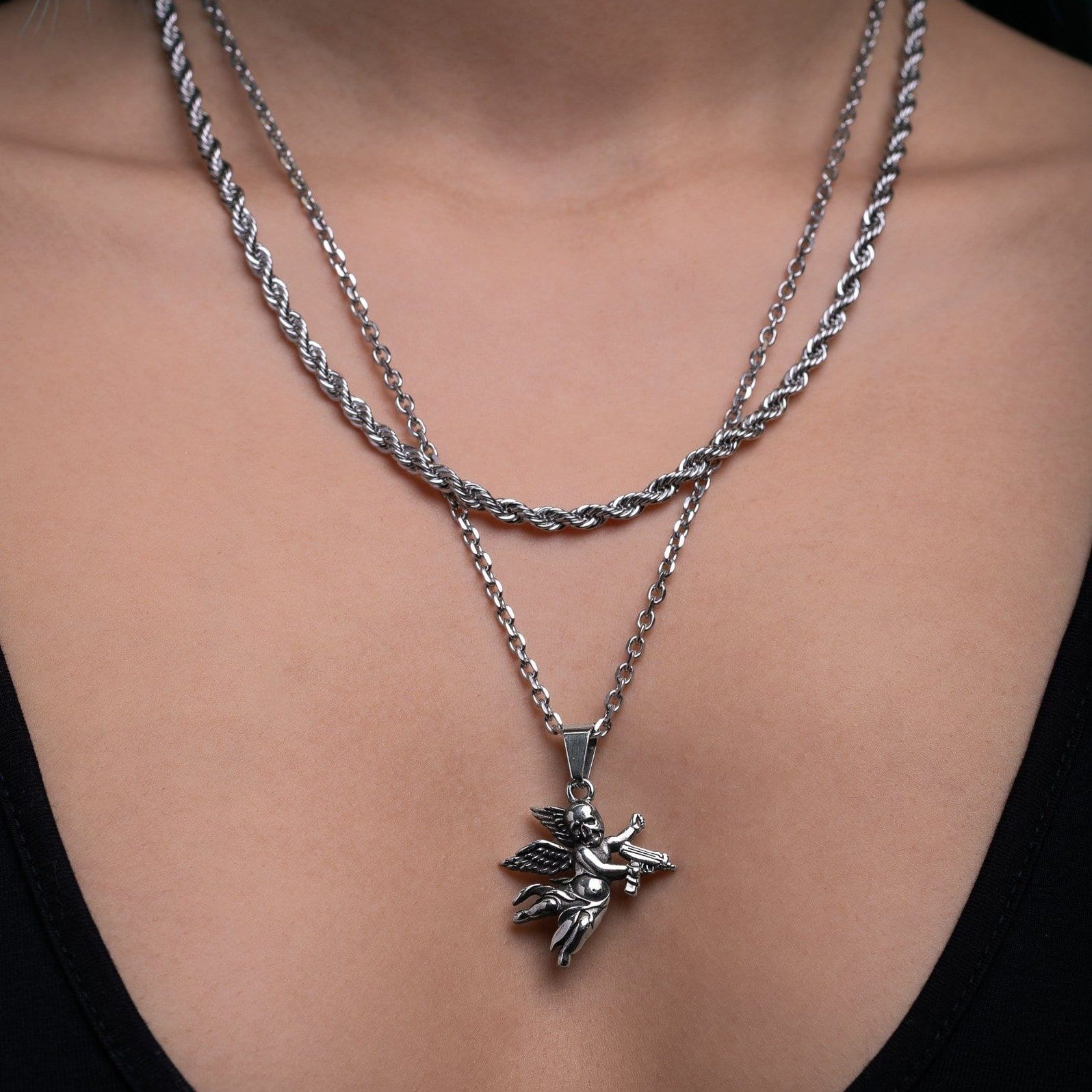 Death's Cupid Cherub Pendant Necklace Chain By Statement_05