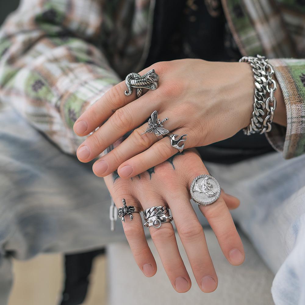 Mens silver rings statement collective
