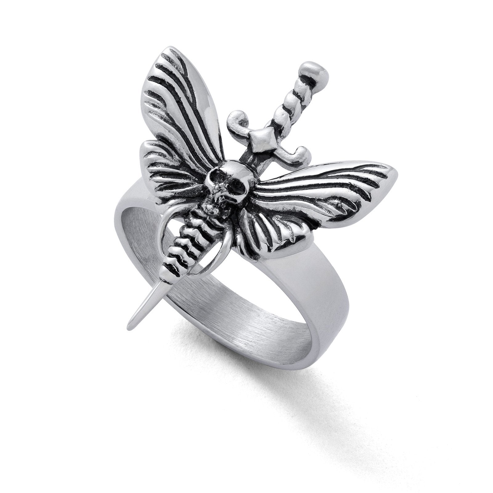 Death's Head Moth Ring with dagger Statement Collective