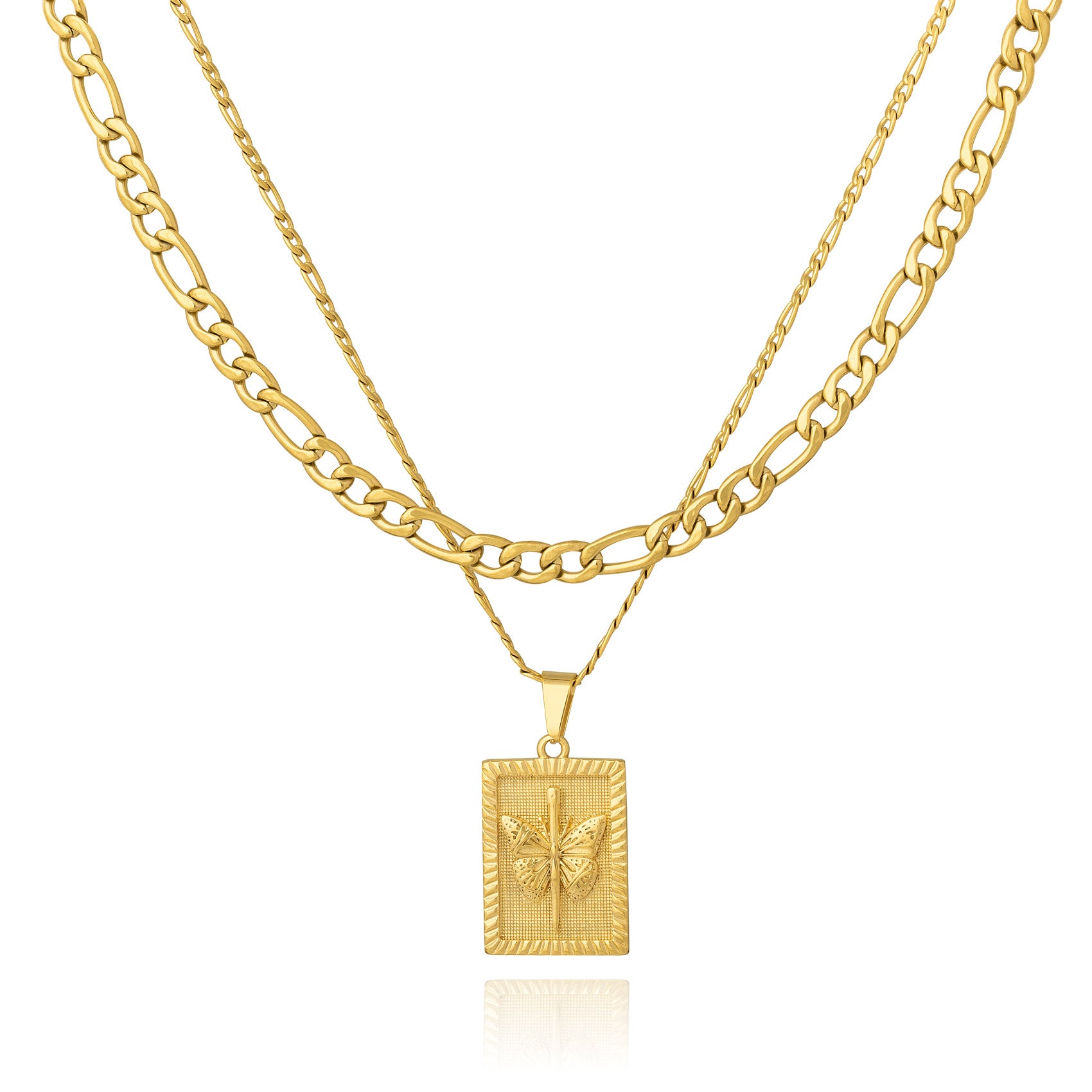 Gold Figaro Pendant Chain Set by Statement Collective 