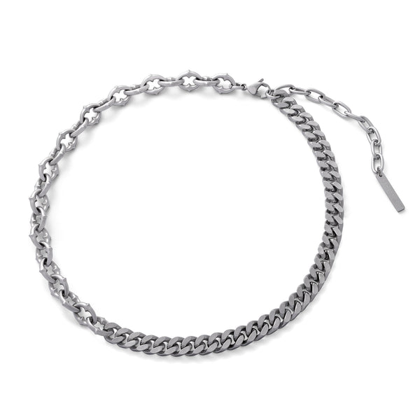Half & Half Cuban Link Choker With Spiked Chain By Statement ...
