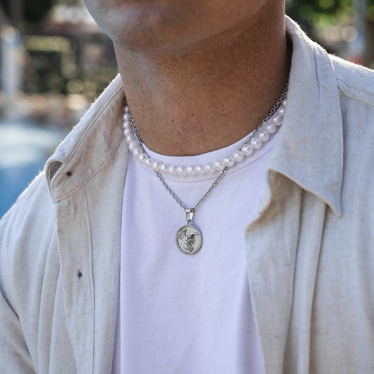 mens pearl necklaces