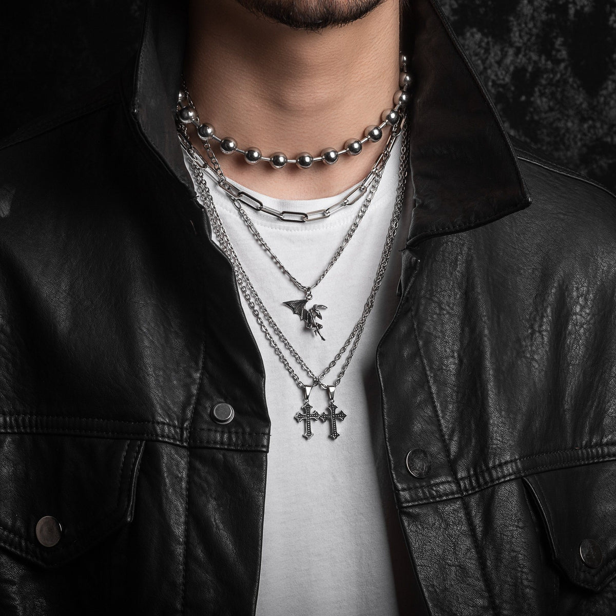 Mirrored Mens Necklace Stack by Statement Collective_02