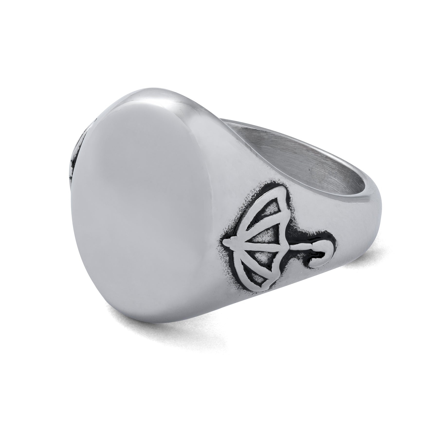silver signet ring with umbrellas