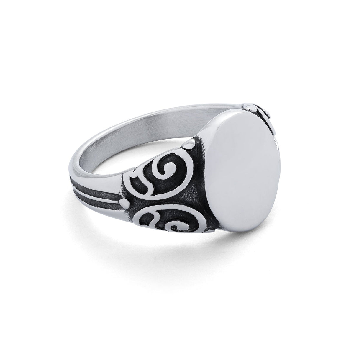 Scroll signet ring in silver by statement collective 2 