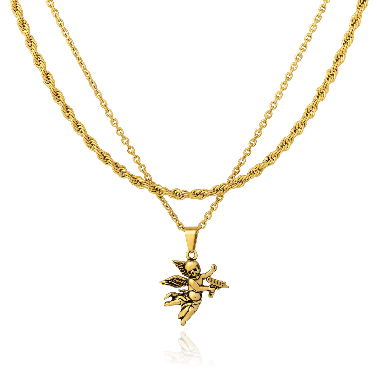 Gold Rope Chain Pendant necklace Set by statement collective 