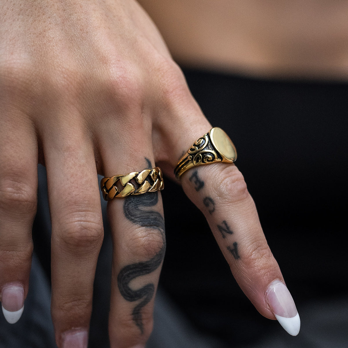 Gold designer signet ring for women