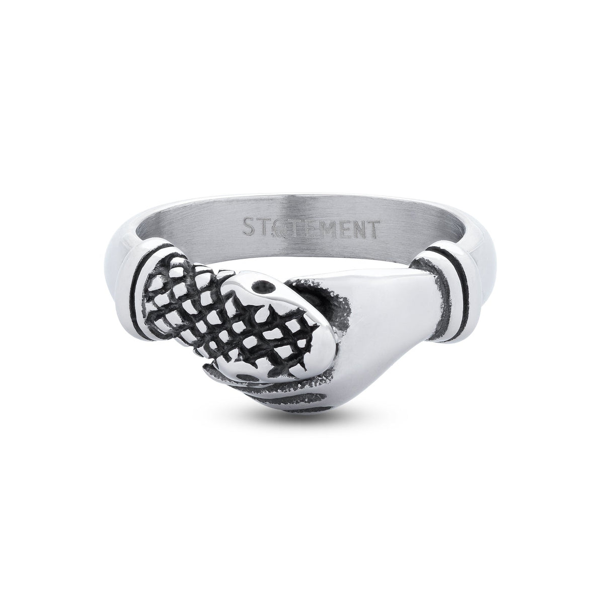 snake head ring biting hand by statement 