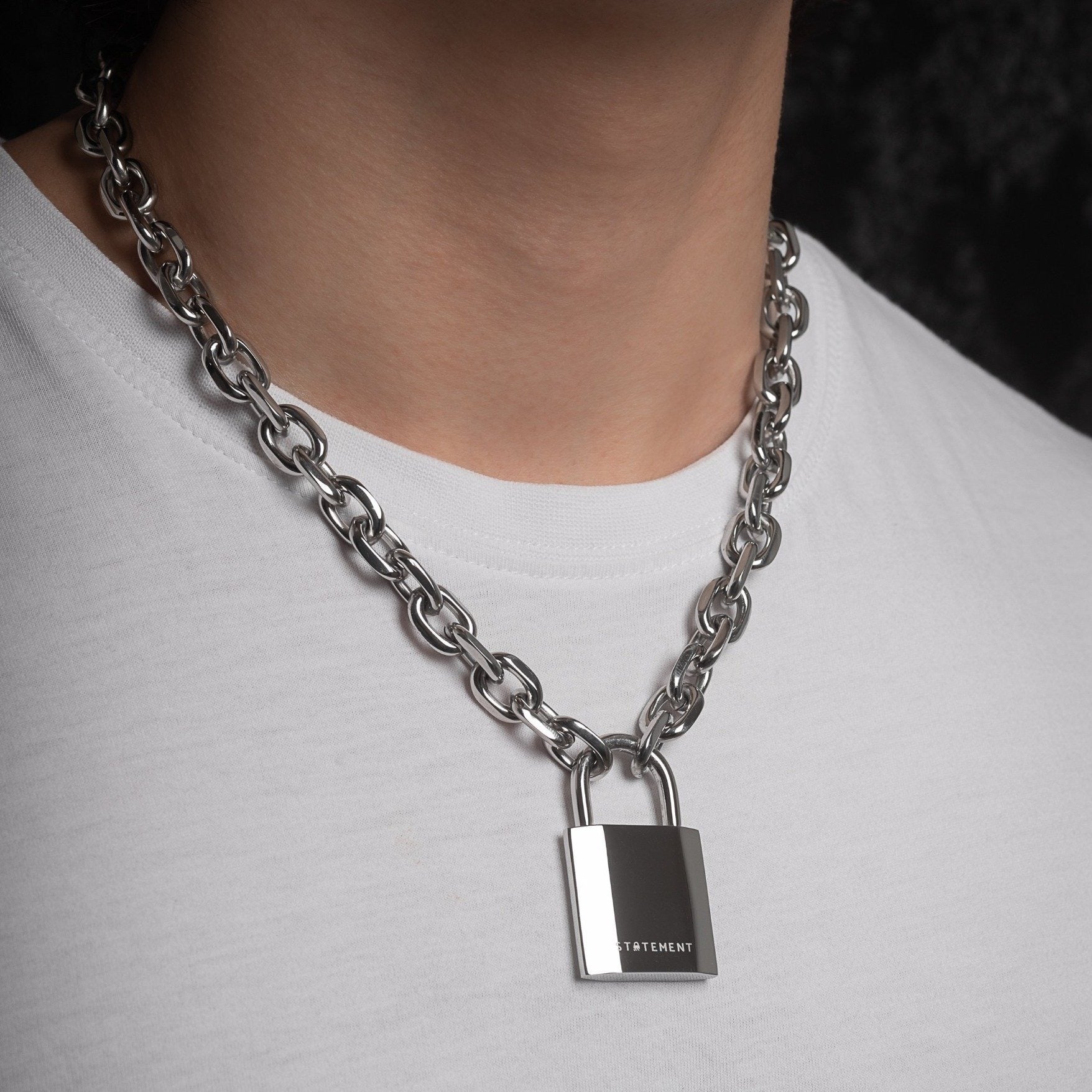 Chain Necklace Chunky Thick Padlock Necklace Chain for Men 